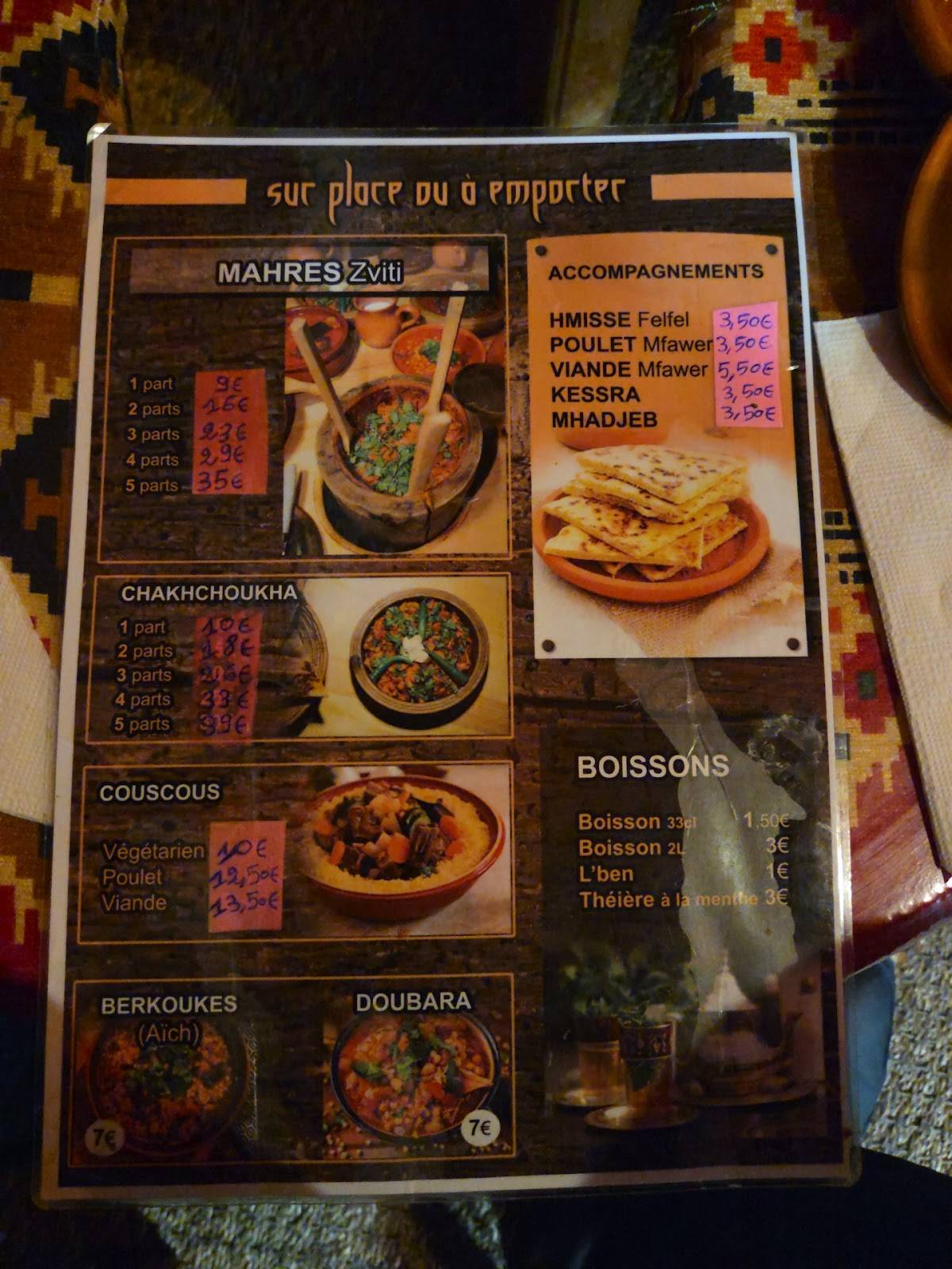 Menu de D'ar Jedi (spécialité Zeviti)