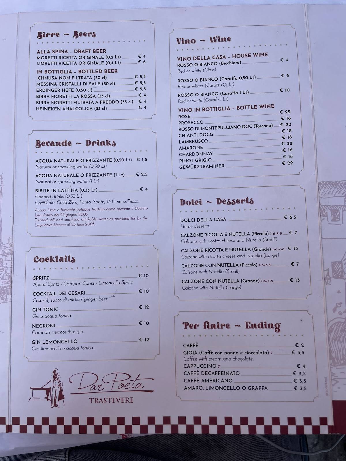Menu di Dar Poeta 