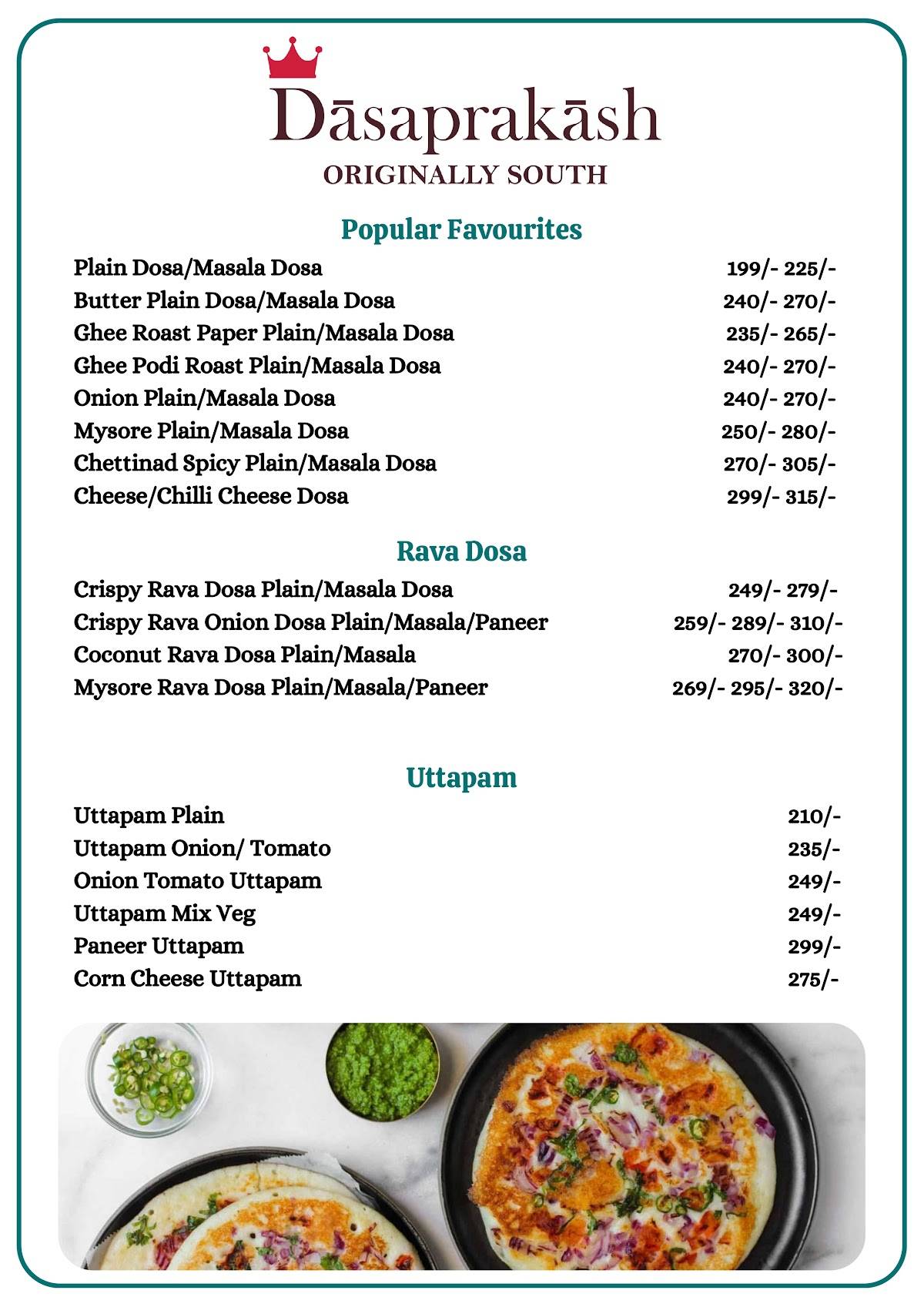 Dasaprakash - Janakpuri menu