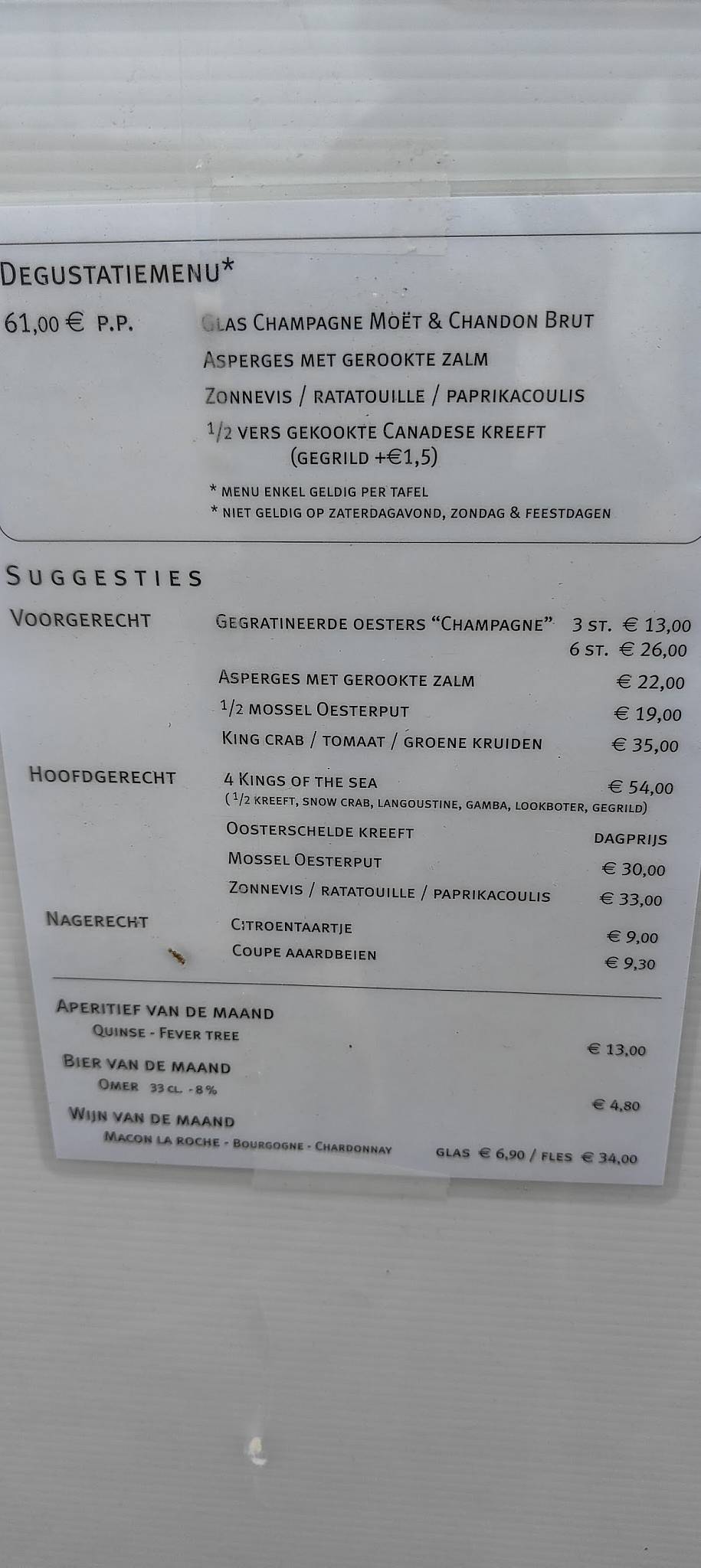 Menu de De Oesterput