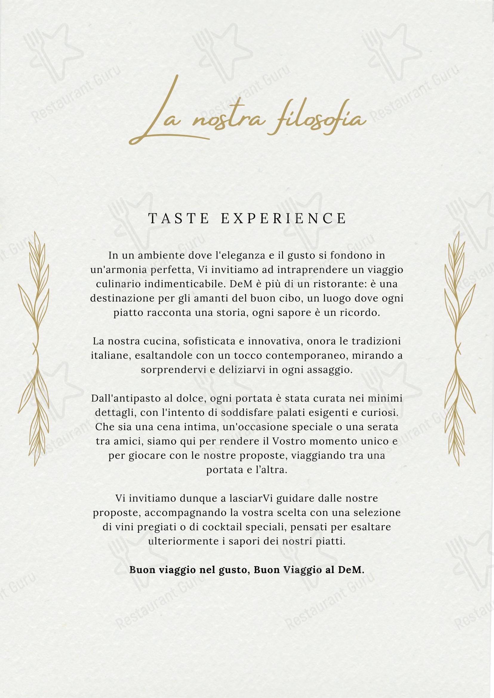 DeM Pavia - Ristorante e Lounge Bar in Pavia - Menu