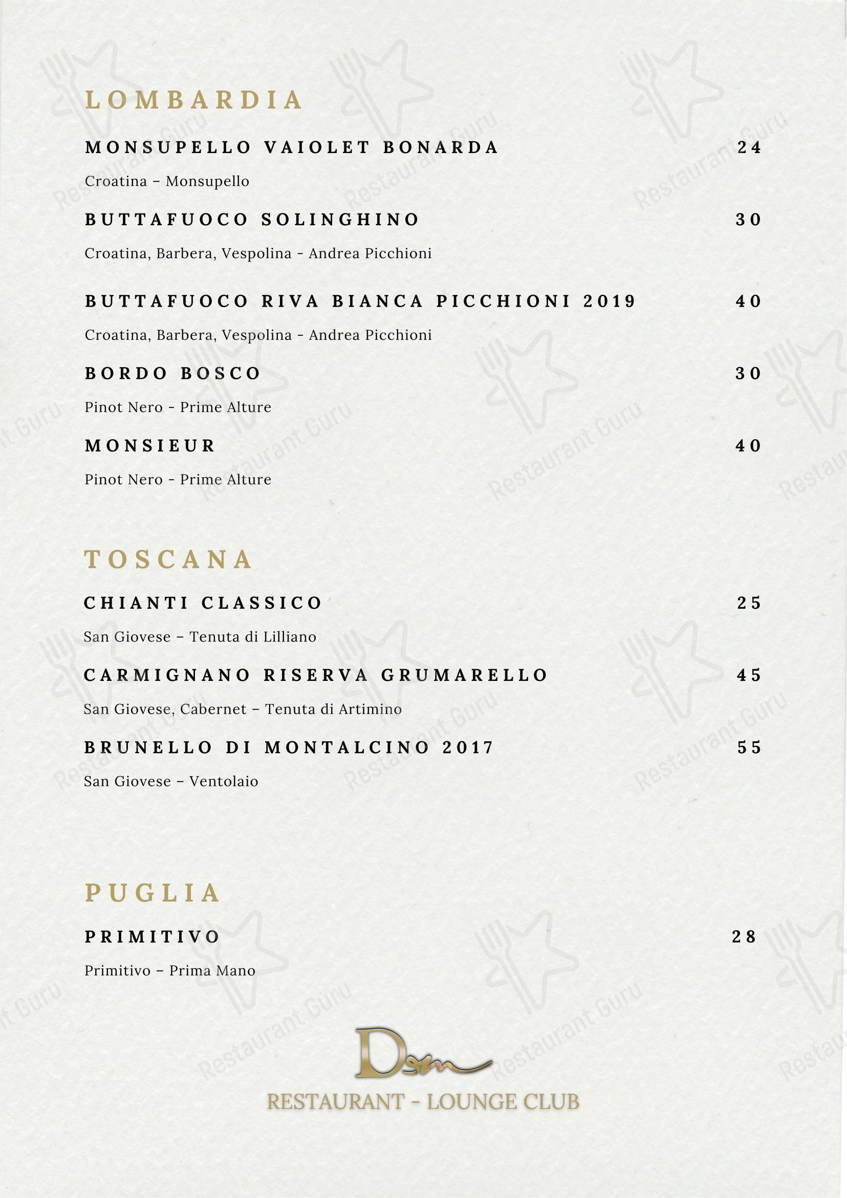 Dinner Menu per DeM Pavia - Ristorante e Lounge Bar ristorante