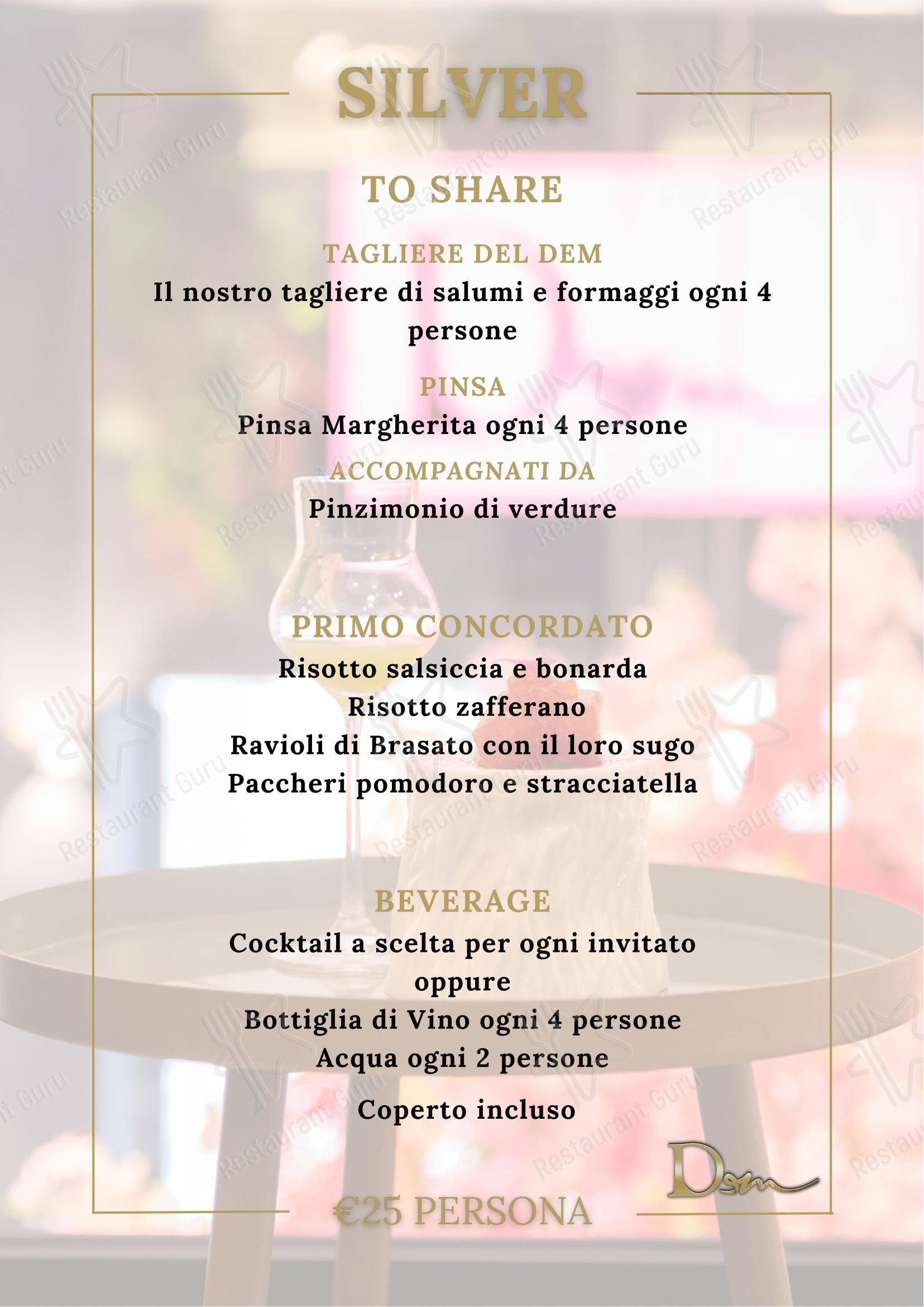 Menu di DeM Pavia - Ristorante e Lounge Bar - Lunch Menu