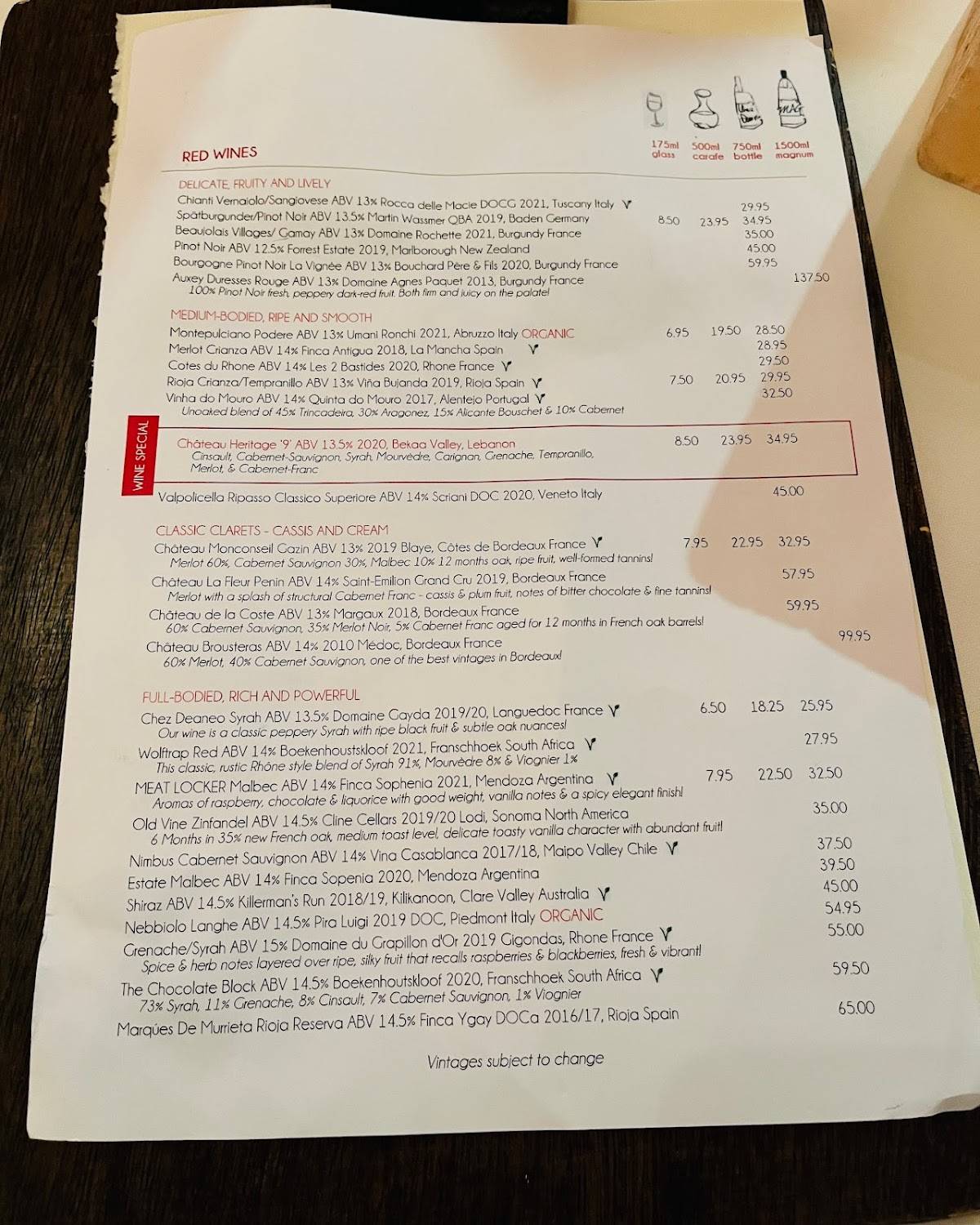 Menu at Deanes Meat Locker restaurant, Belfast
