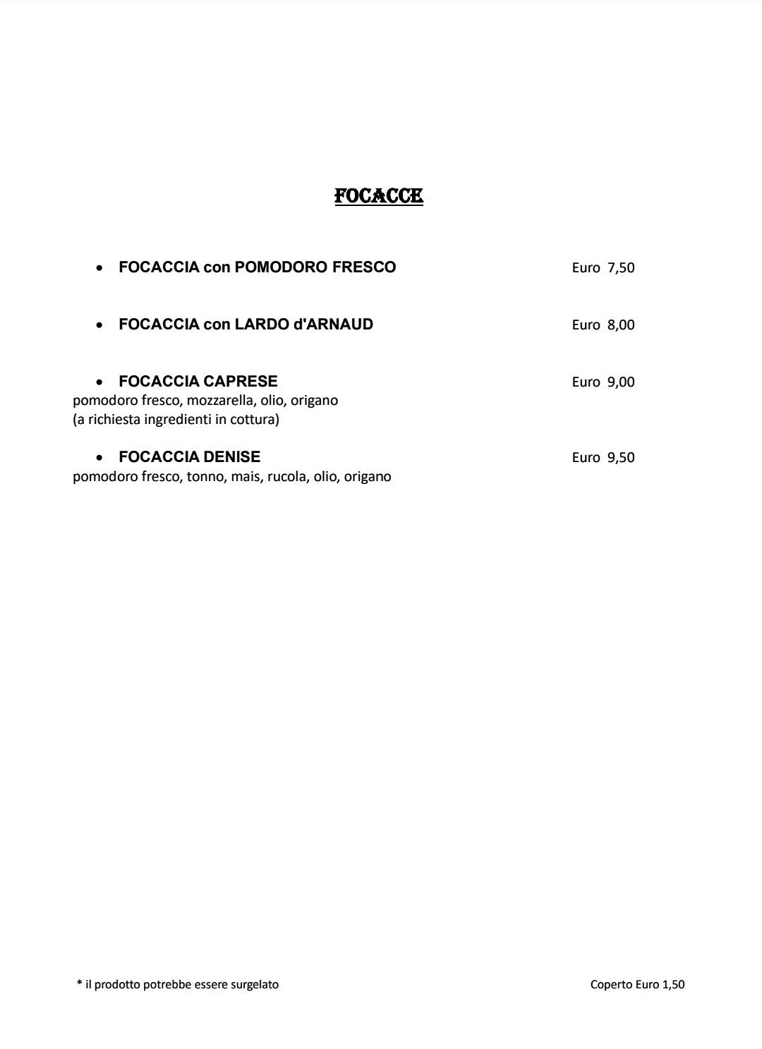 Menu di Pizzeria Del Ponte 