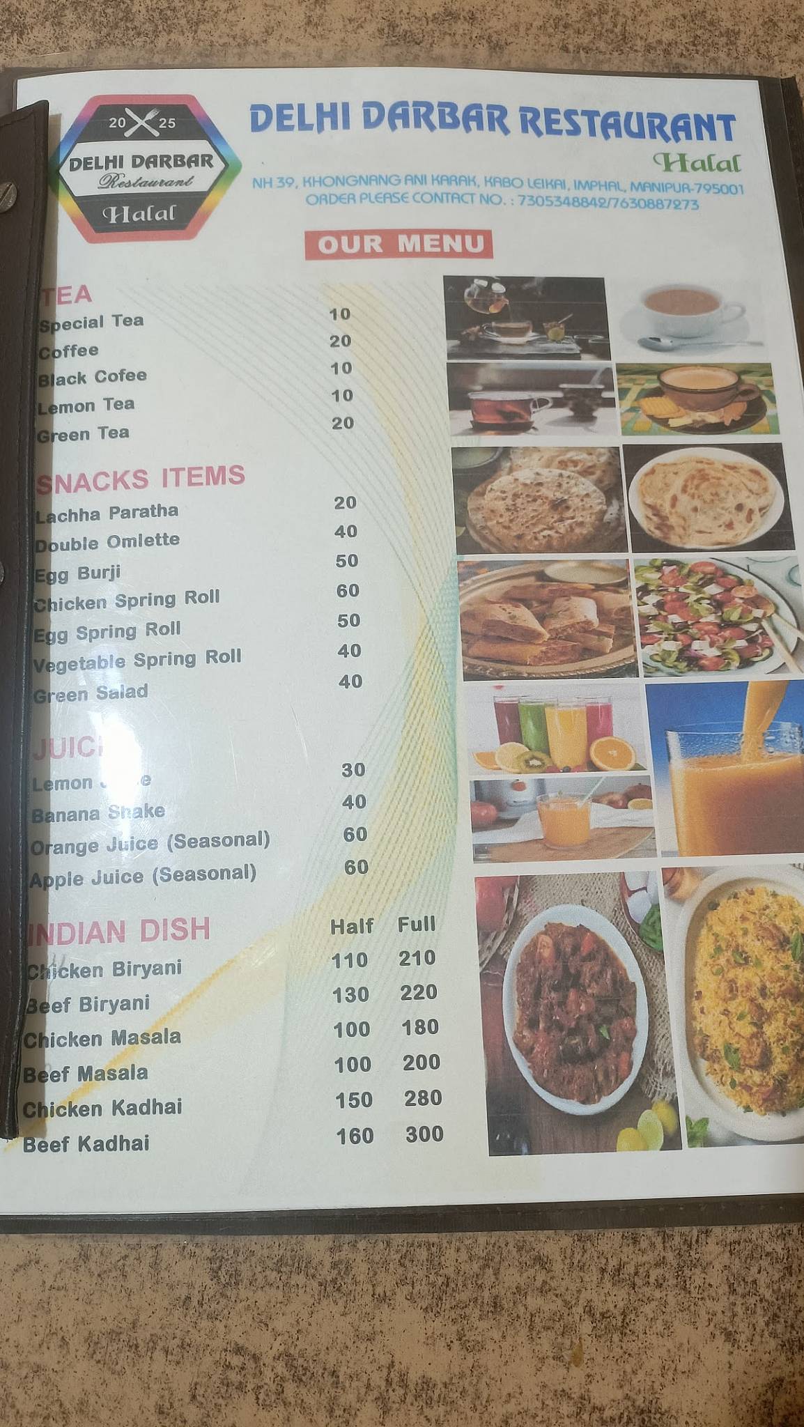 Delhi Darbar menu