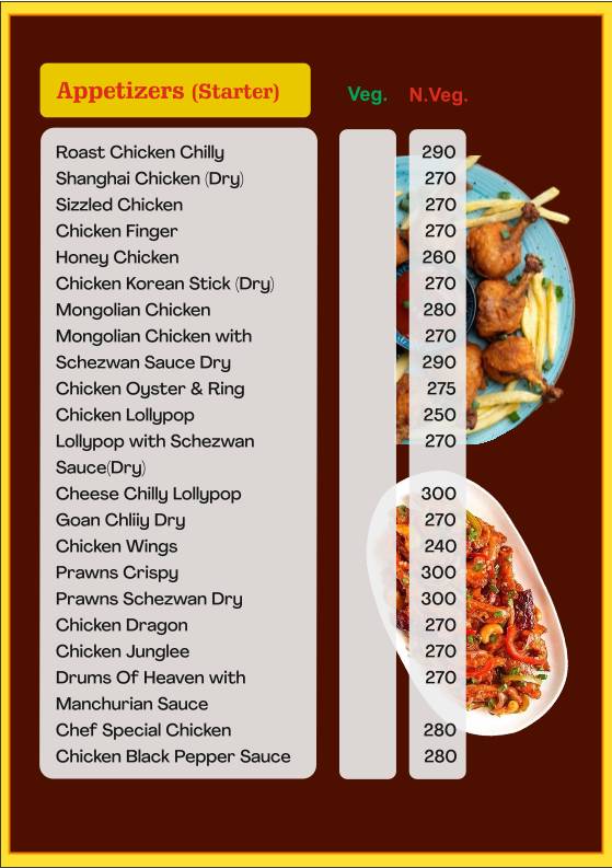 Desire Chinese Chinese Restaurant in Thane Thai Cuisine Restaurant Tandoor Biryani in Thane menu