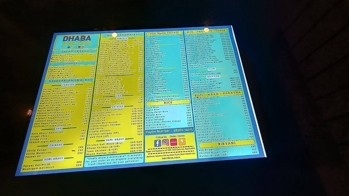Dhaba Junction - DJ (Indore) menu