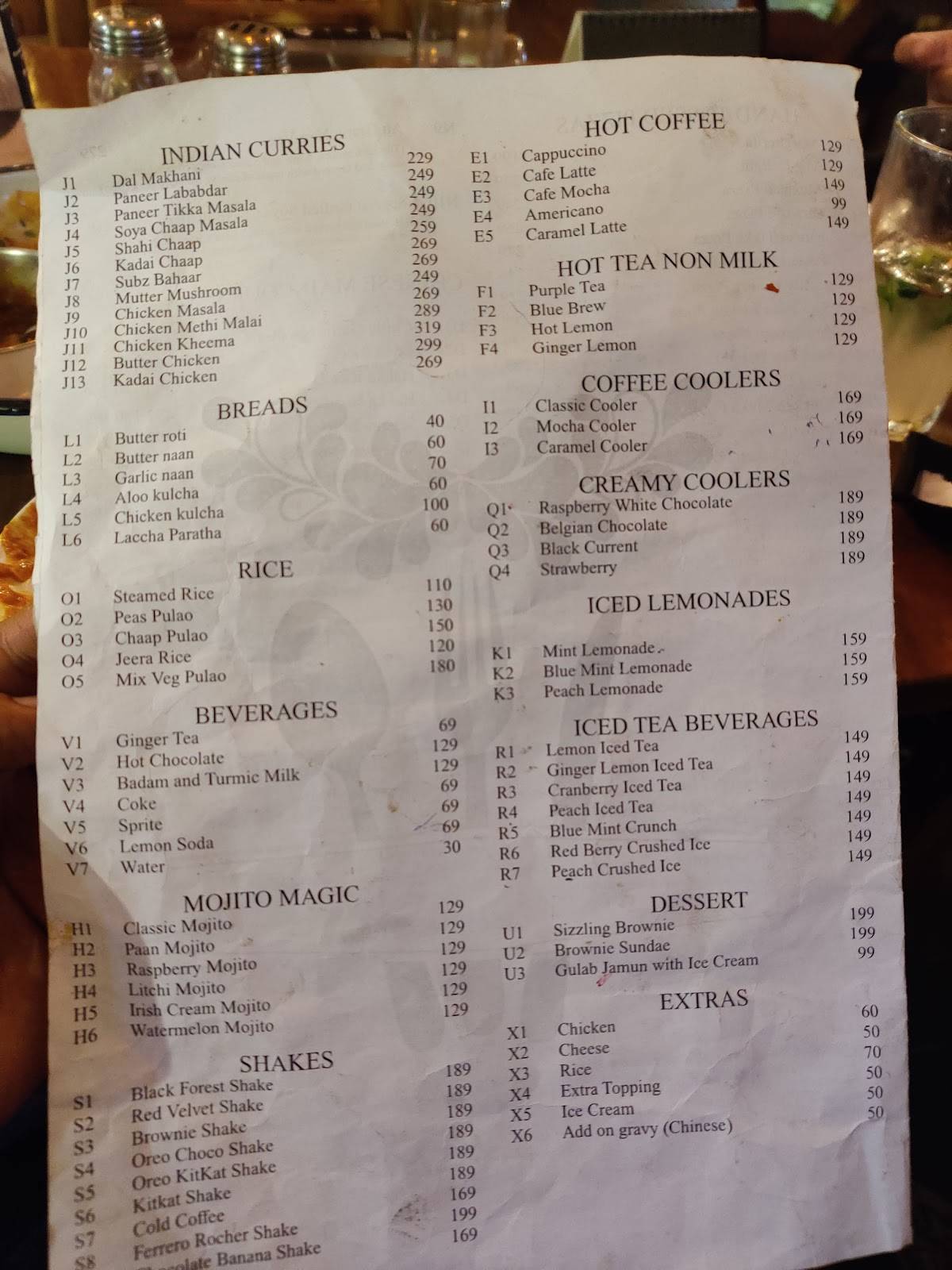 Dhwani Koramangala menu