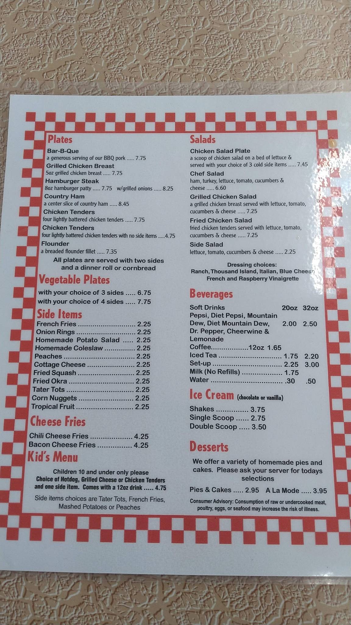 Menu at Dianne's Dairy Center restaurant, Newton