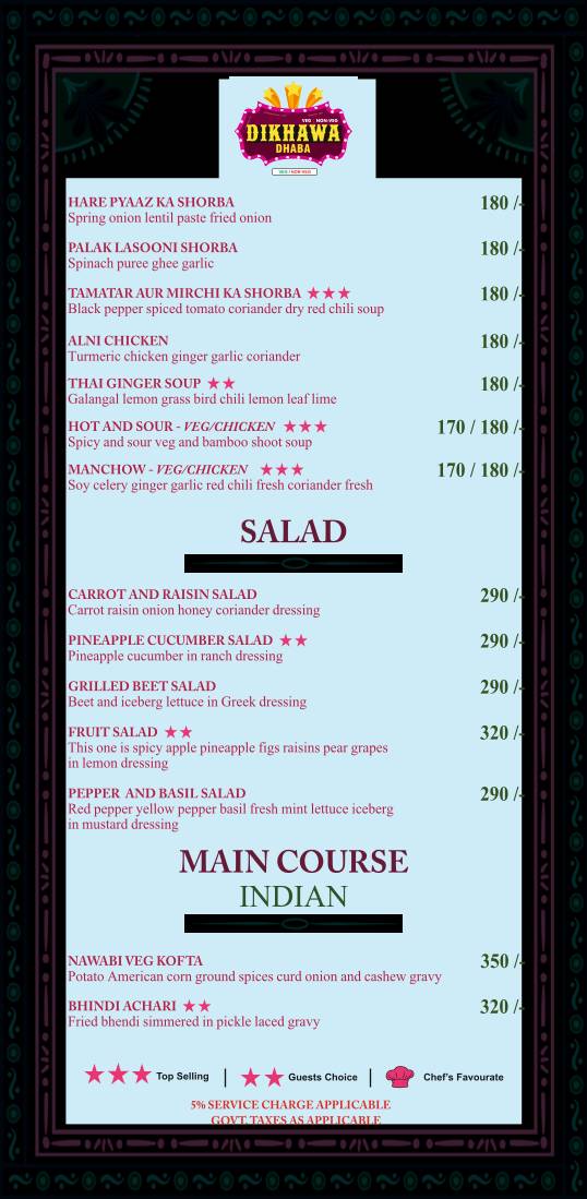 Dikhawa Dhaba Veg and Non Veg menu