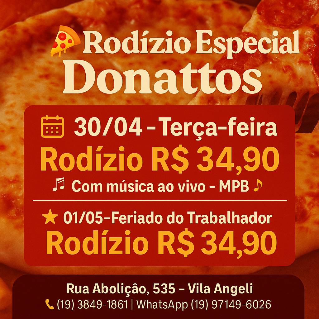 Donattos Pizzaria e Esfiharia cardápio