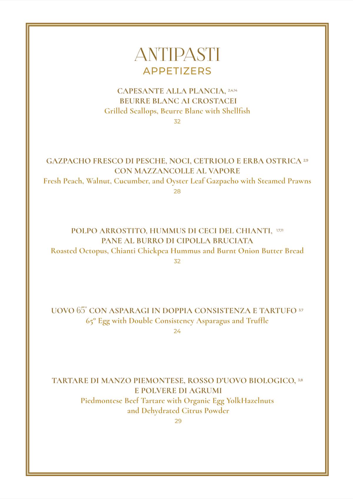 Menu di Doria - Ristorante Forte dei Marmi 