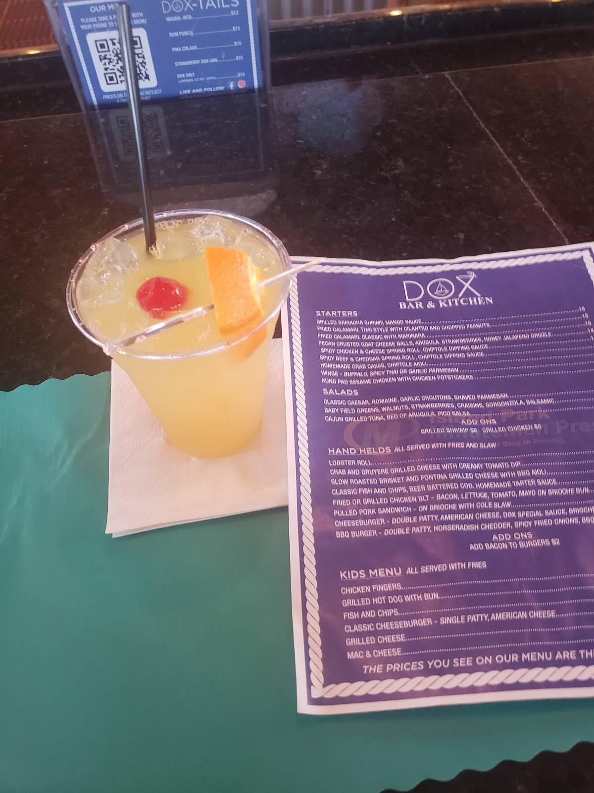 Menu at Dox pub & bar, Island Park