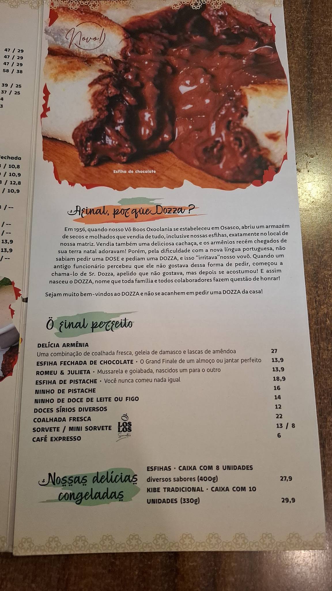 Dozza - Presidente Altino cardápio