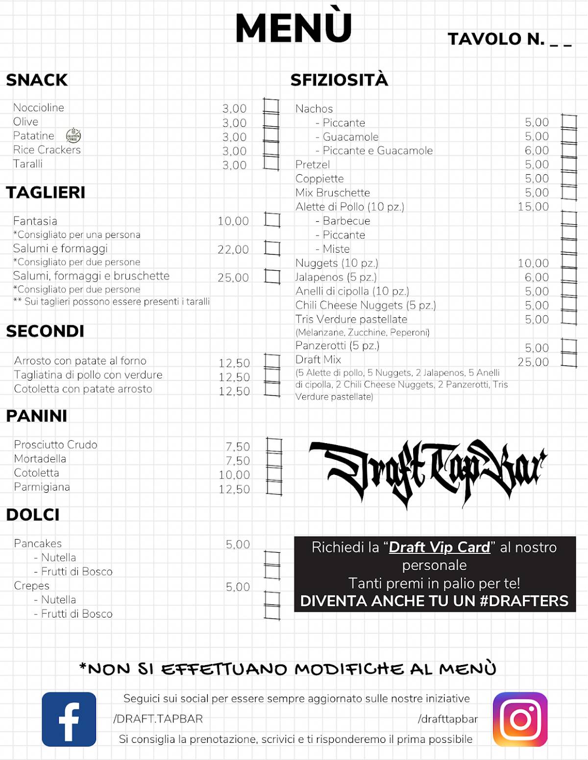 Menu di Draft Tap Bar 