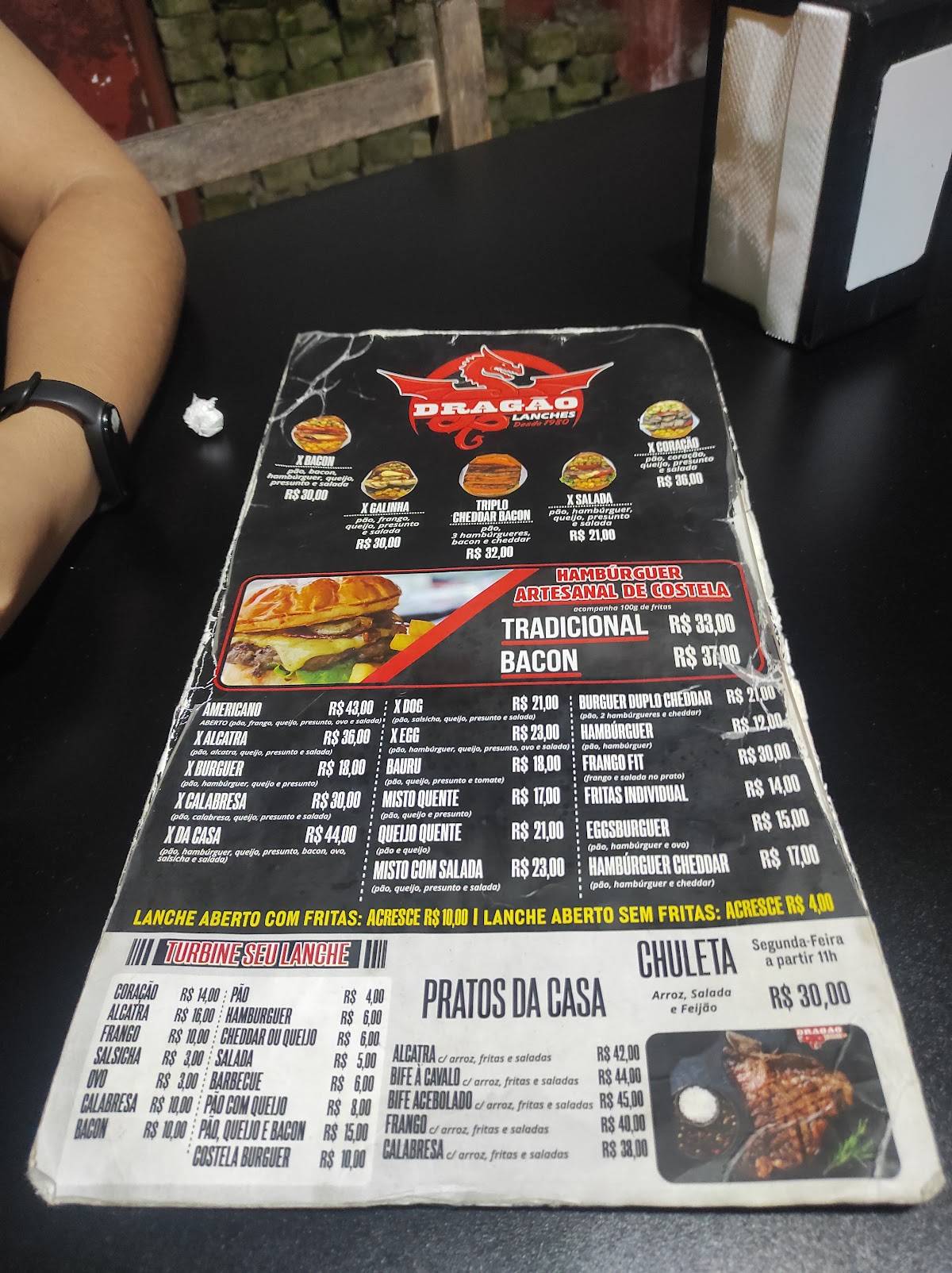 Dragão Lanches cardápio