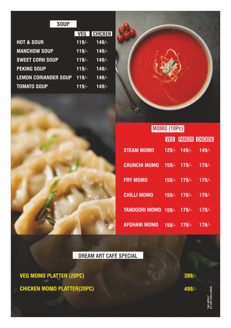 Dream Art Cafe Banquet & Restaurant - Jankipuram menu