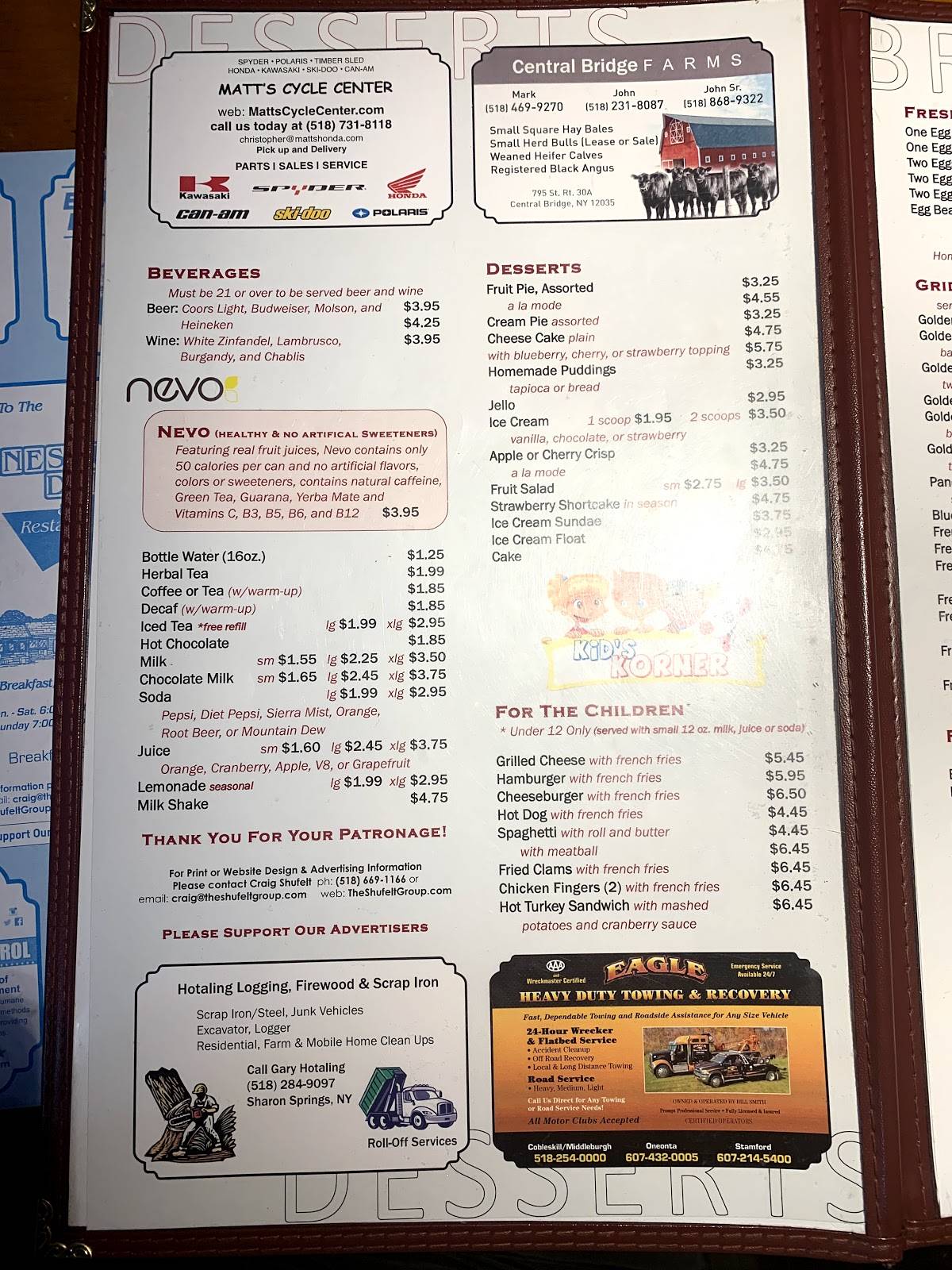 Menu at Duanesburg Diner & Restaurant, Duanesburg