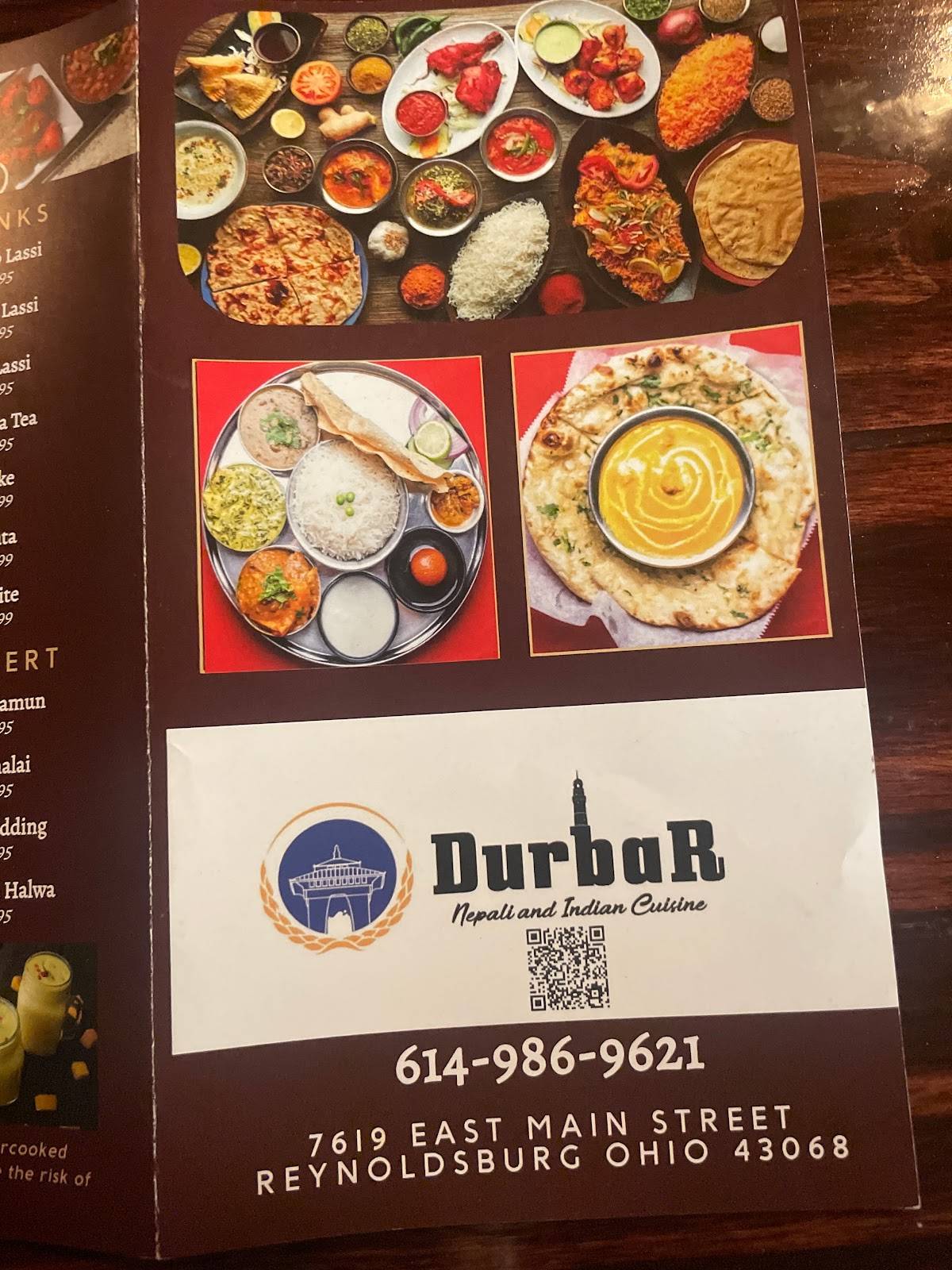 Menu at Durbar Nepali and indian Cuisine, Reynoldsburg