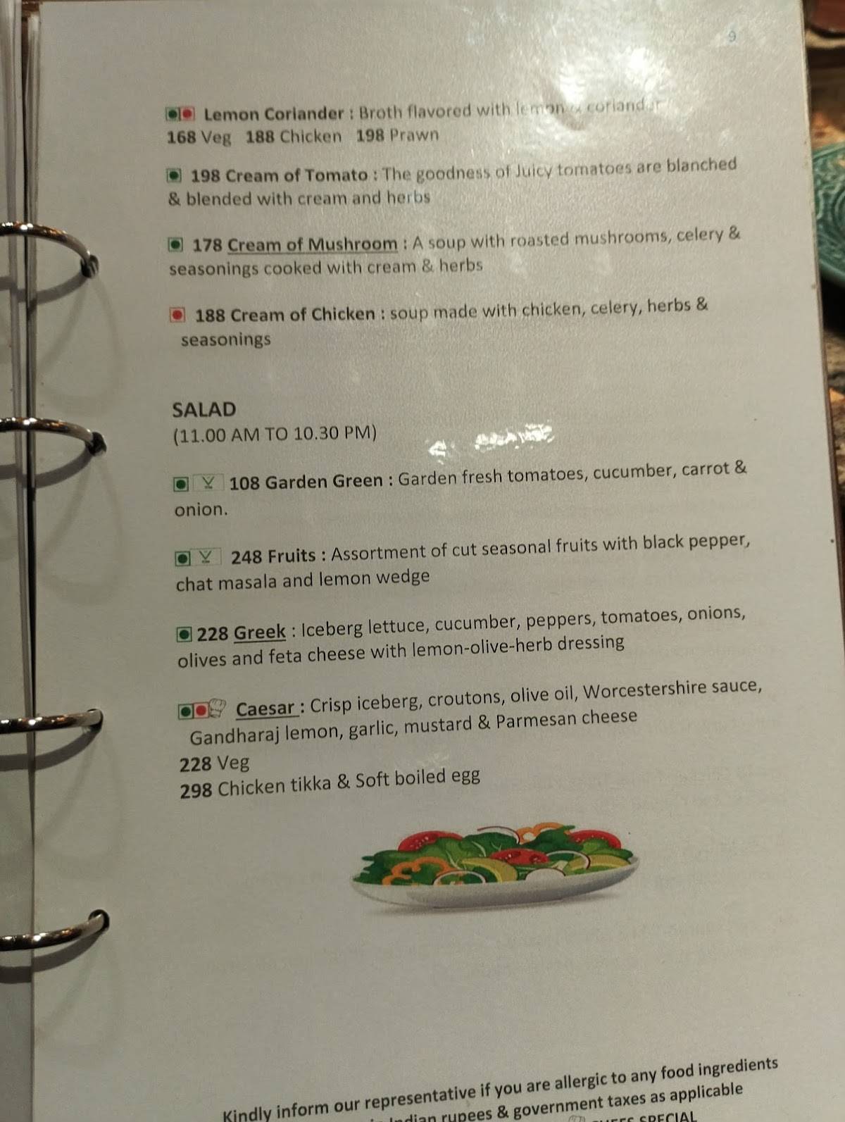 The One menu