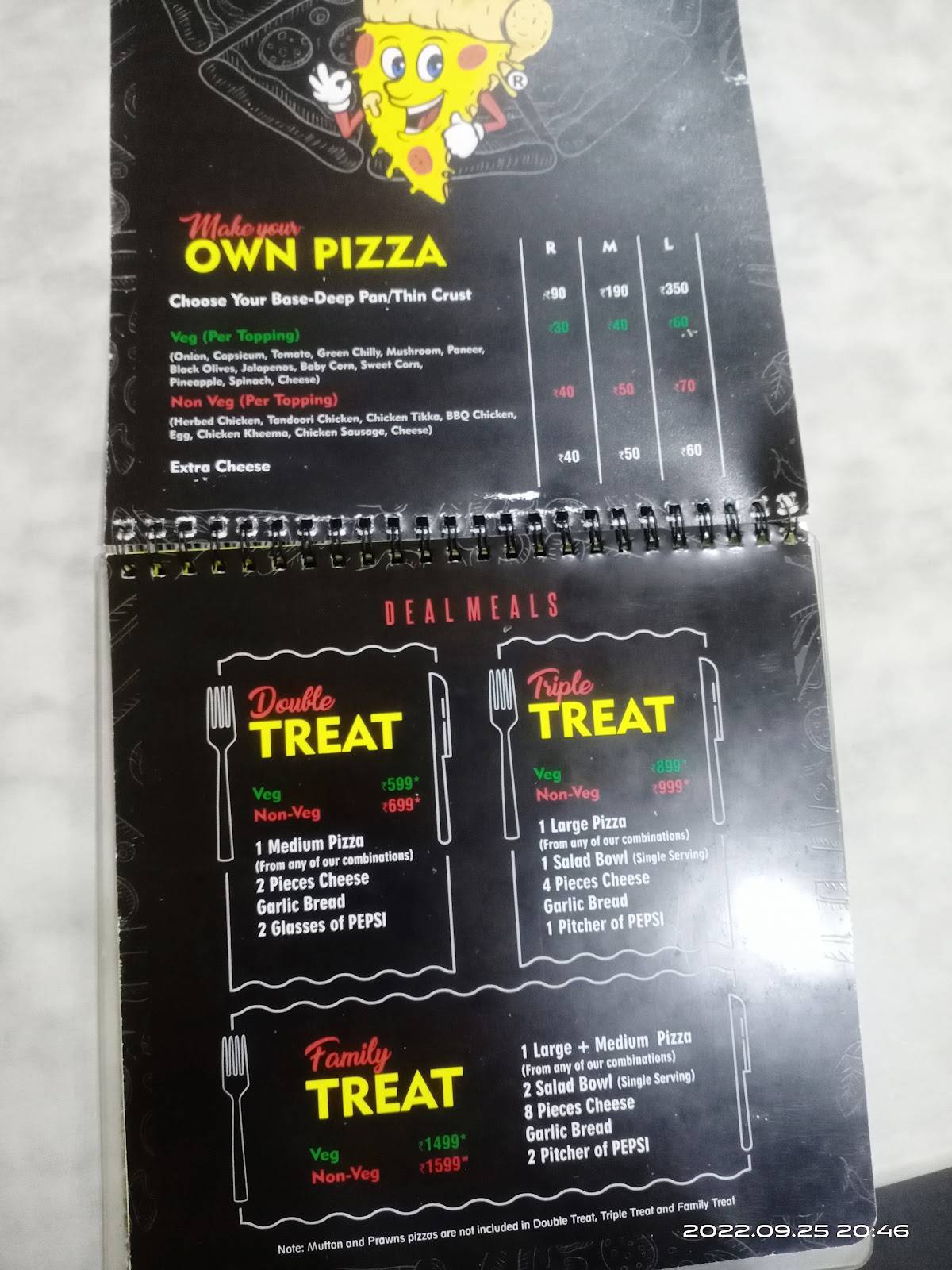 Eatza Pizza menu