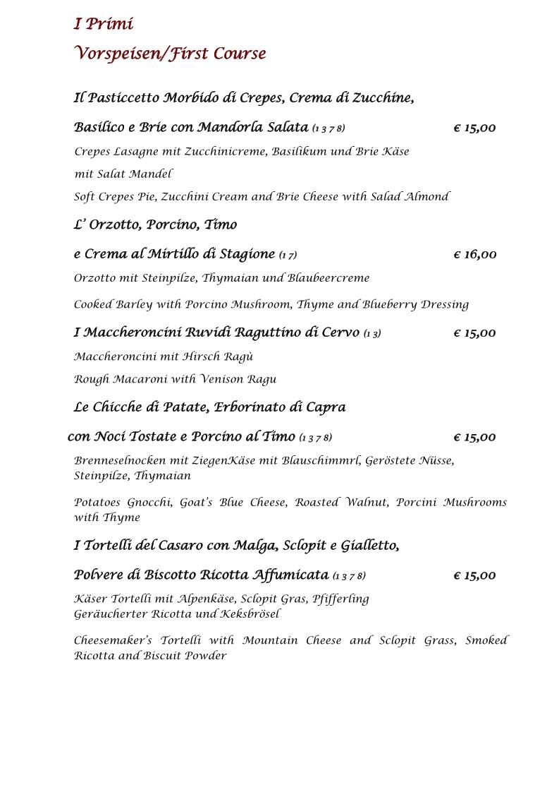 Menu di Edelweiss Stube 