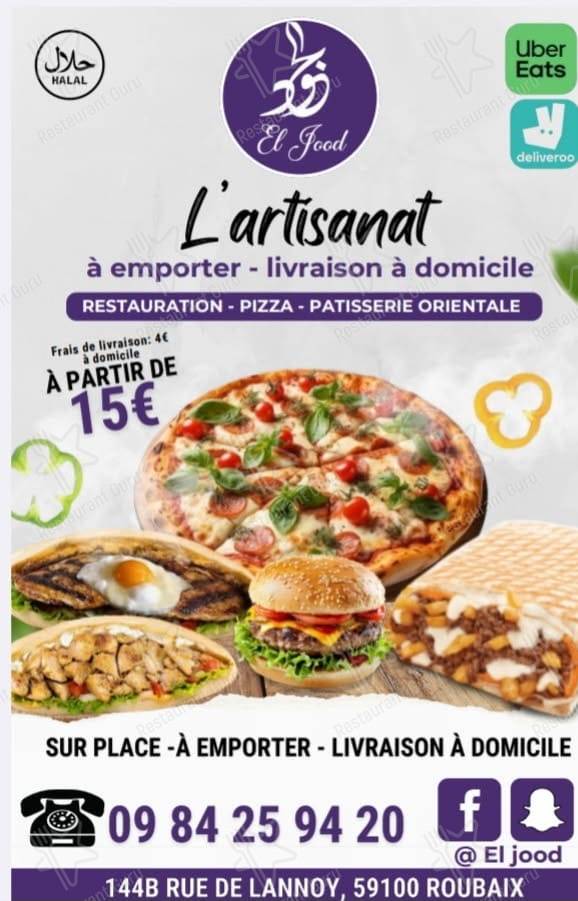 Menu pour El Jood - plats et boissons
