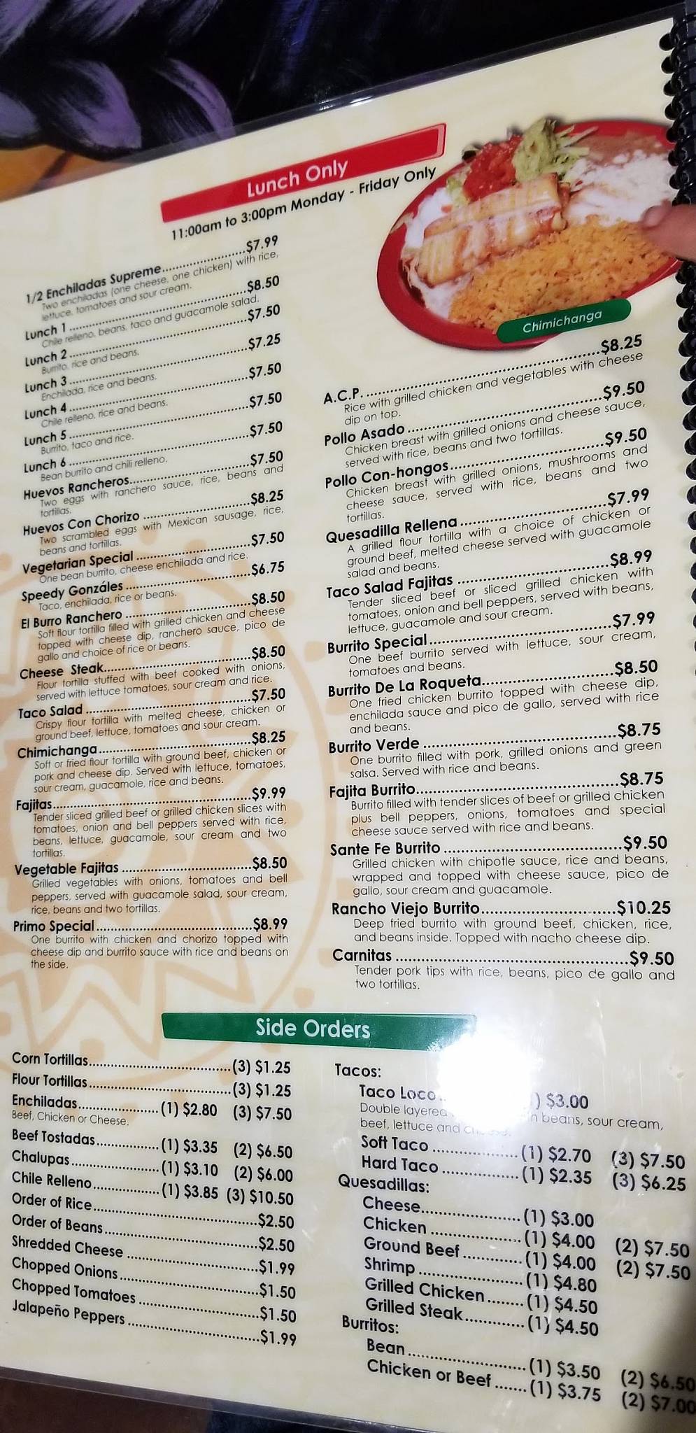 Menu at El Rancho Viejo Goshen restaurant, Goshen