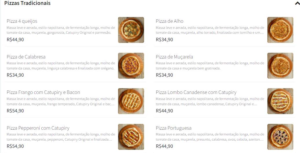 Eleganza Pizzaria cardápio