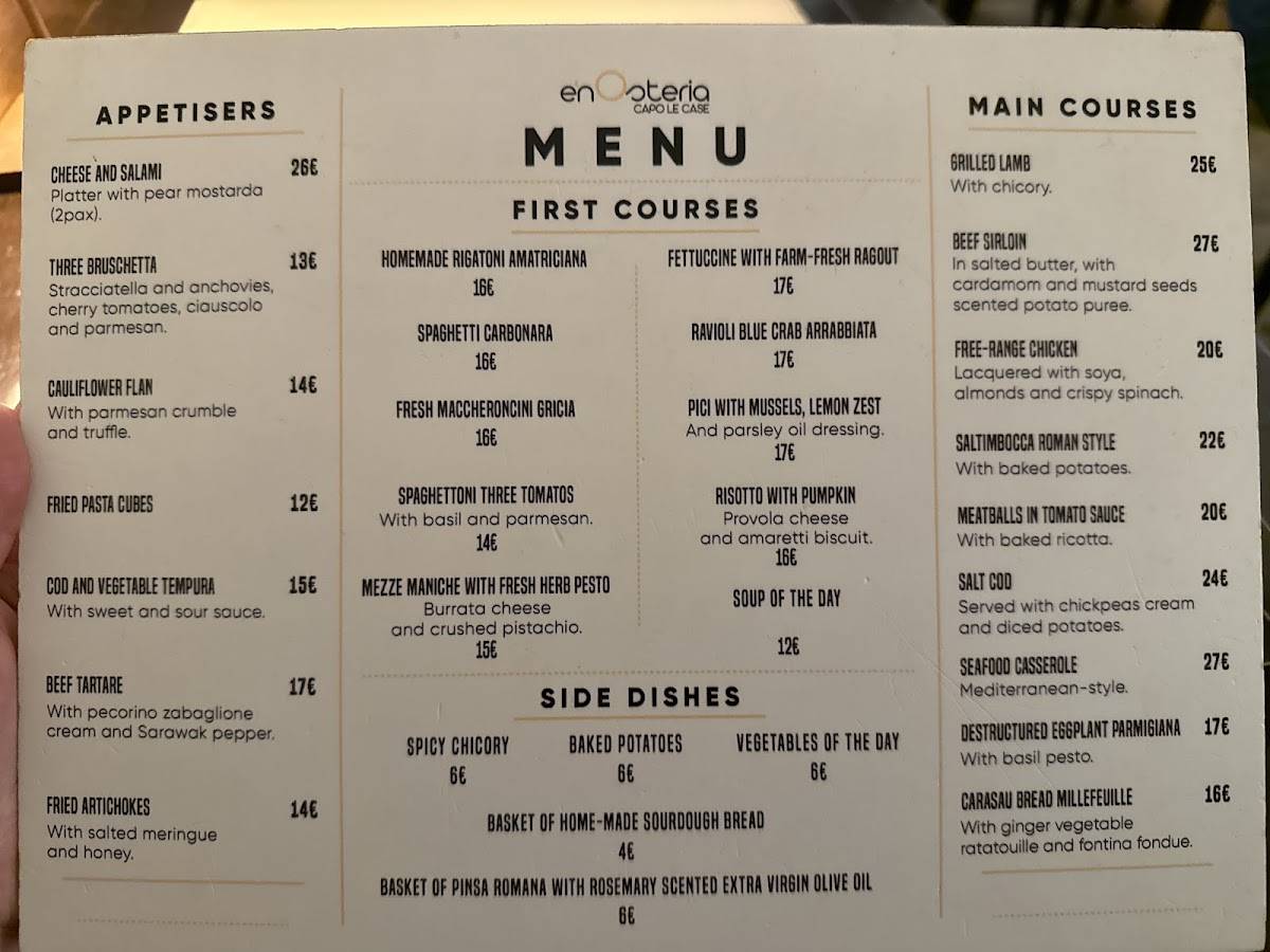 Menu di EnOsteria Capolecase 