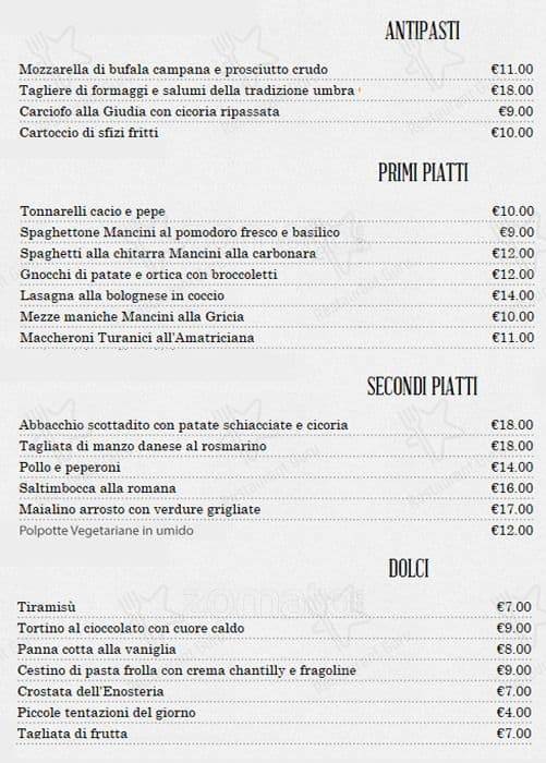 Menu di EnOsteria Capolecase 