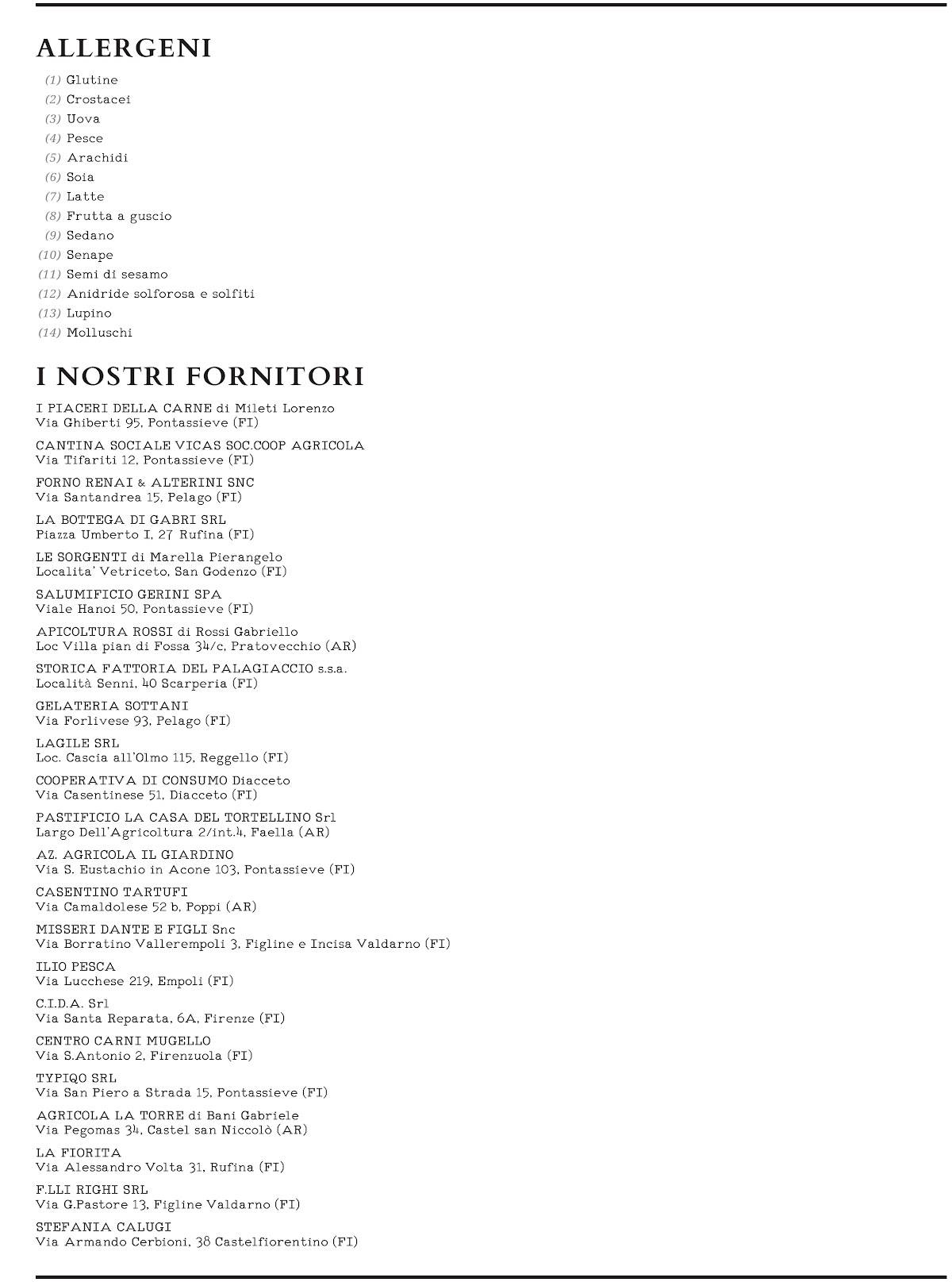 Menu di Enoteca Il Quartino di Marchesi Frescobaldi 