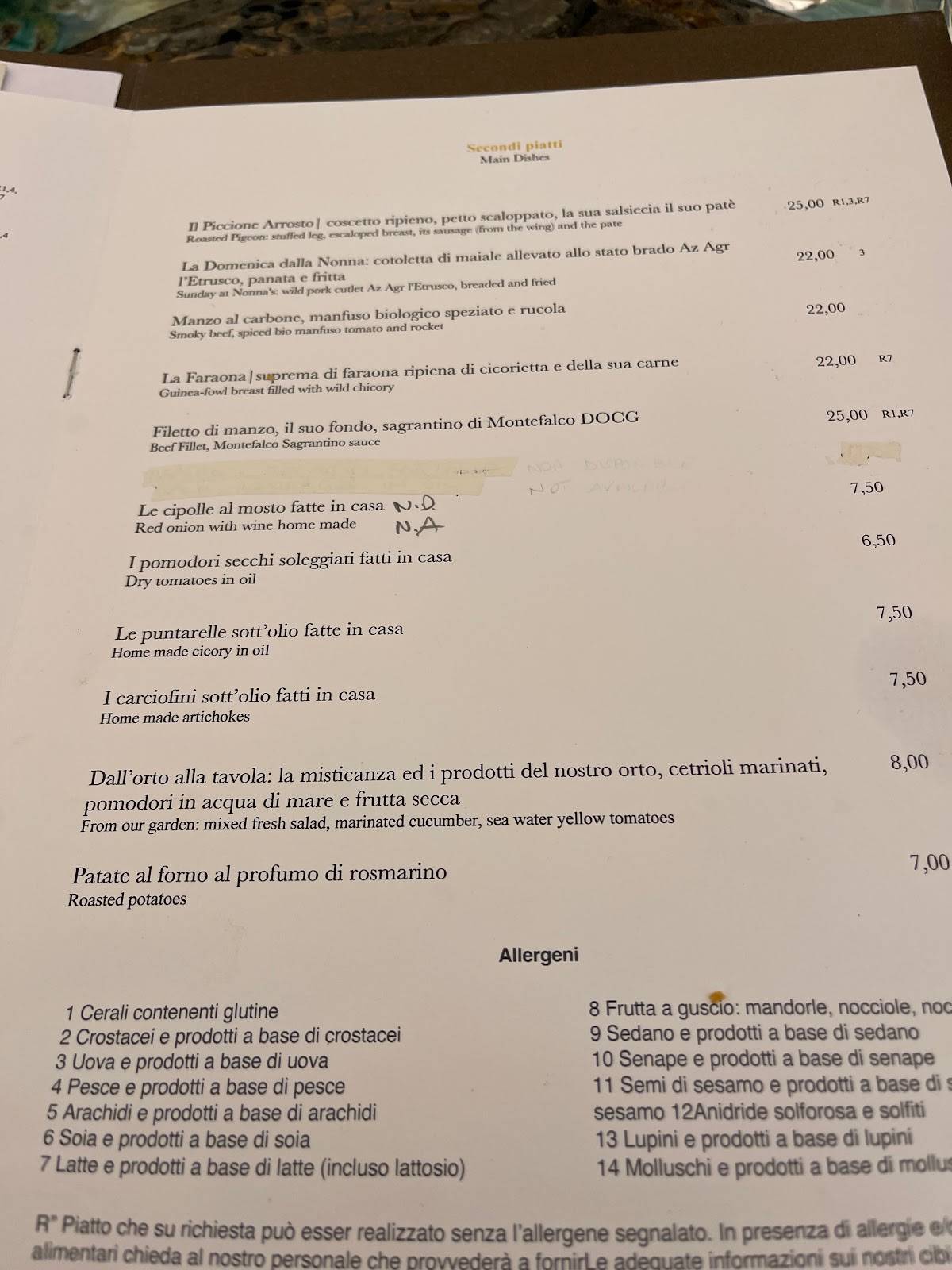 Menu di L'Alchimista 