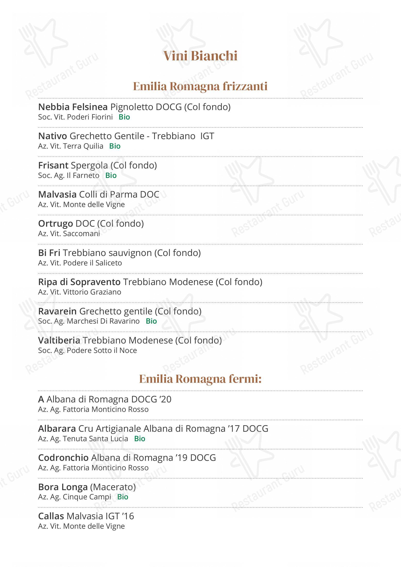 Menu di Trattoria Entrà - Menu bar