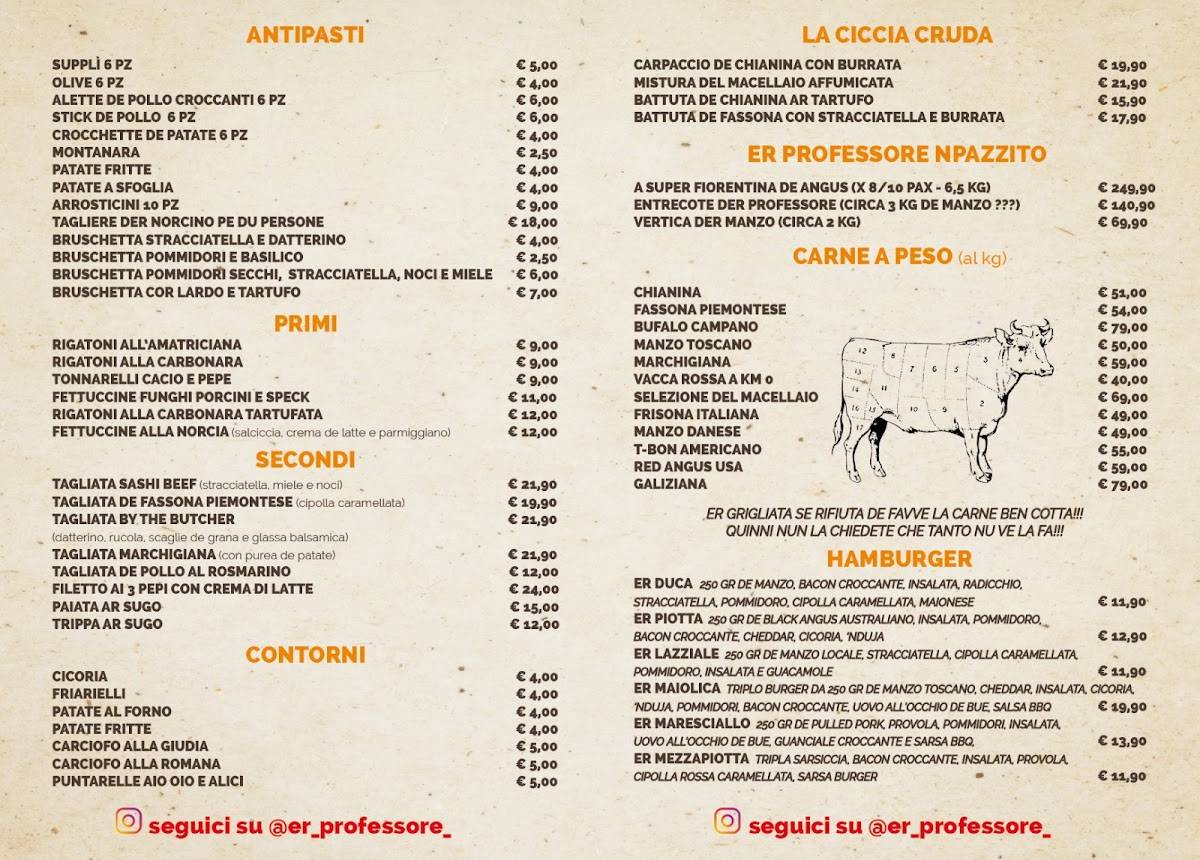 Menu di Er professore 
