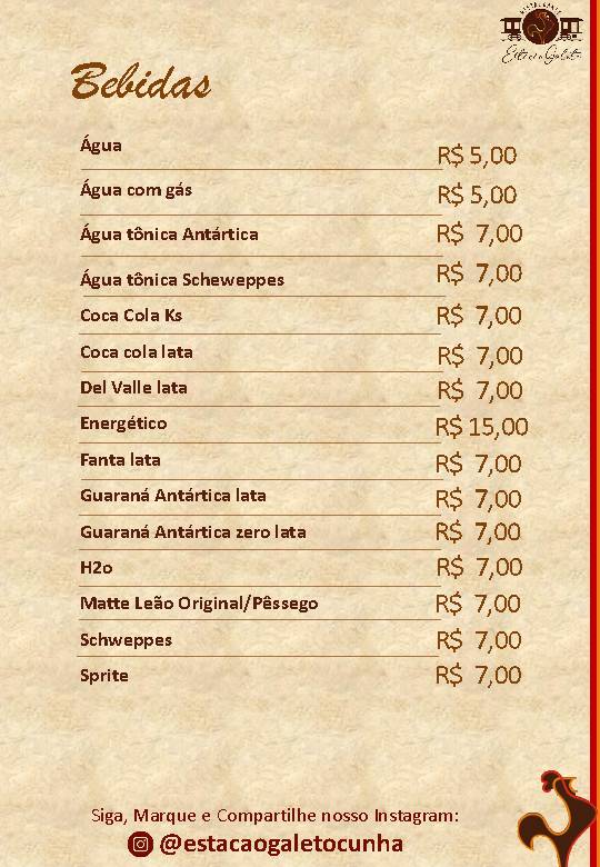 Restaurante Estação Galeto cardápio