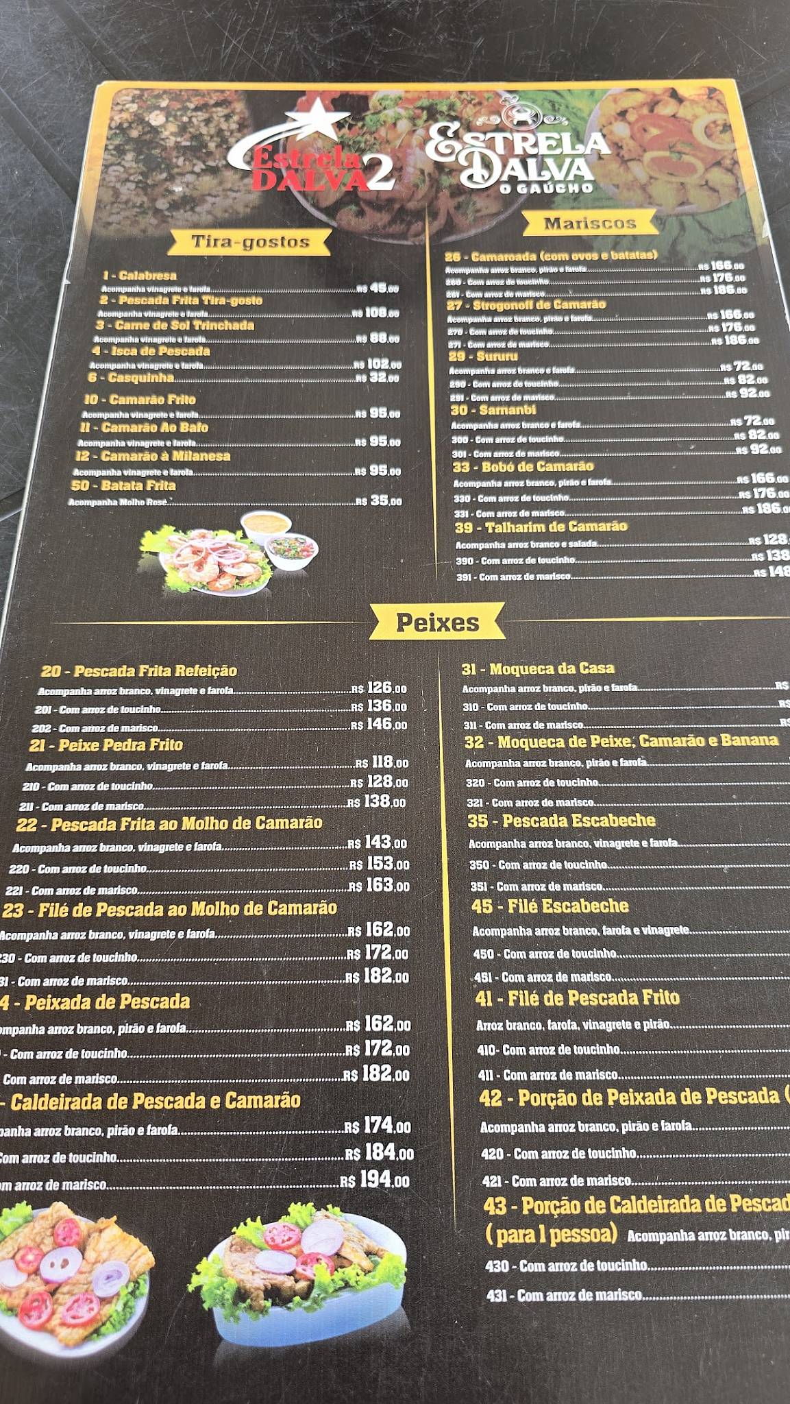 Estrela Dalva 2 cardápio