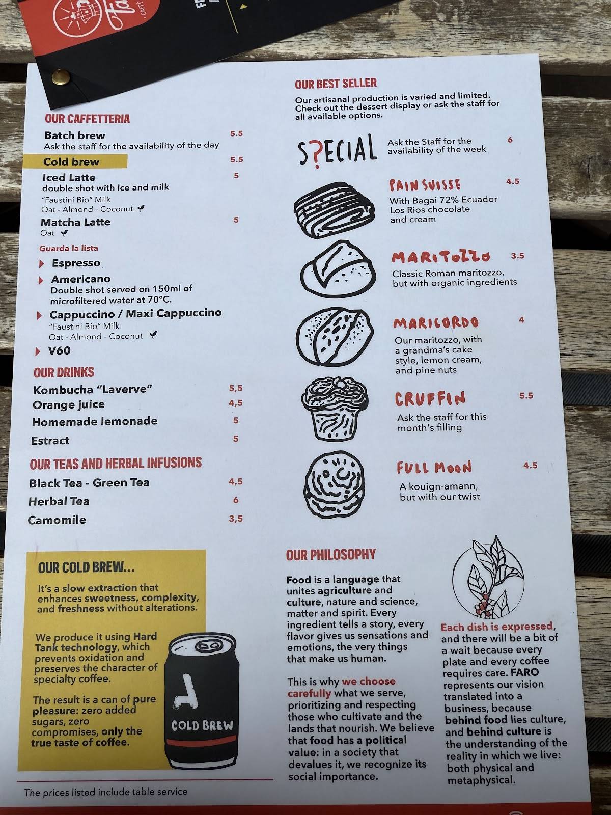 Menu di Faro - Caffè Specialty / Brunch & Lunch 