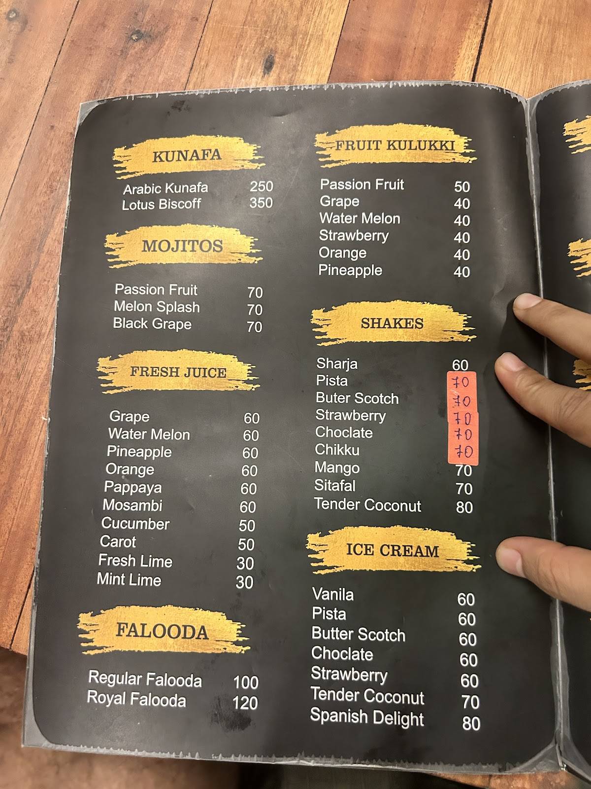 Farsi Arabic Cafe menu