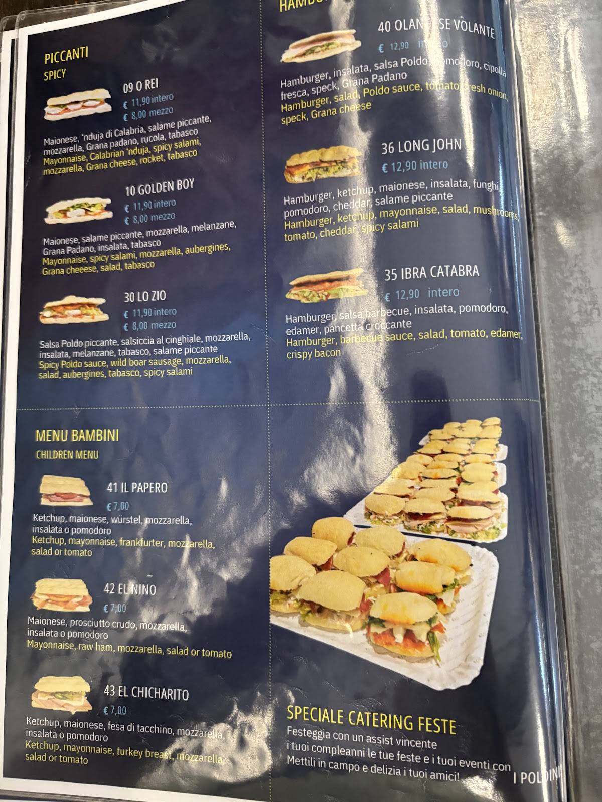 Menu di Poldo Panino League Roma 