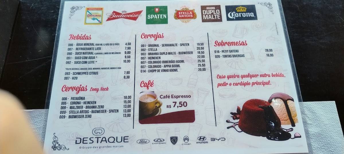 Fazendinha Bar cardápio