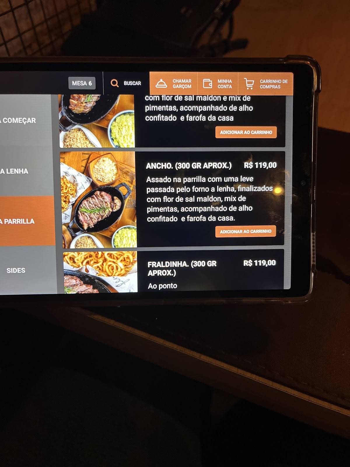 Feu fogo e Alma cardápio