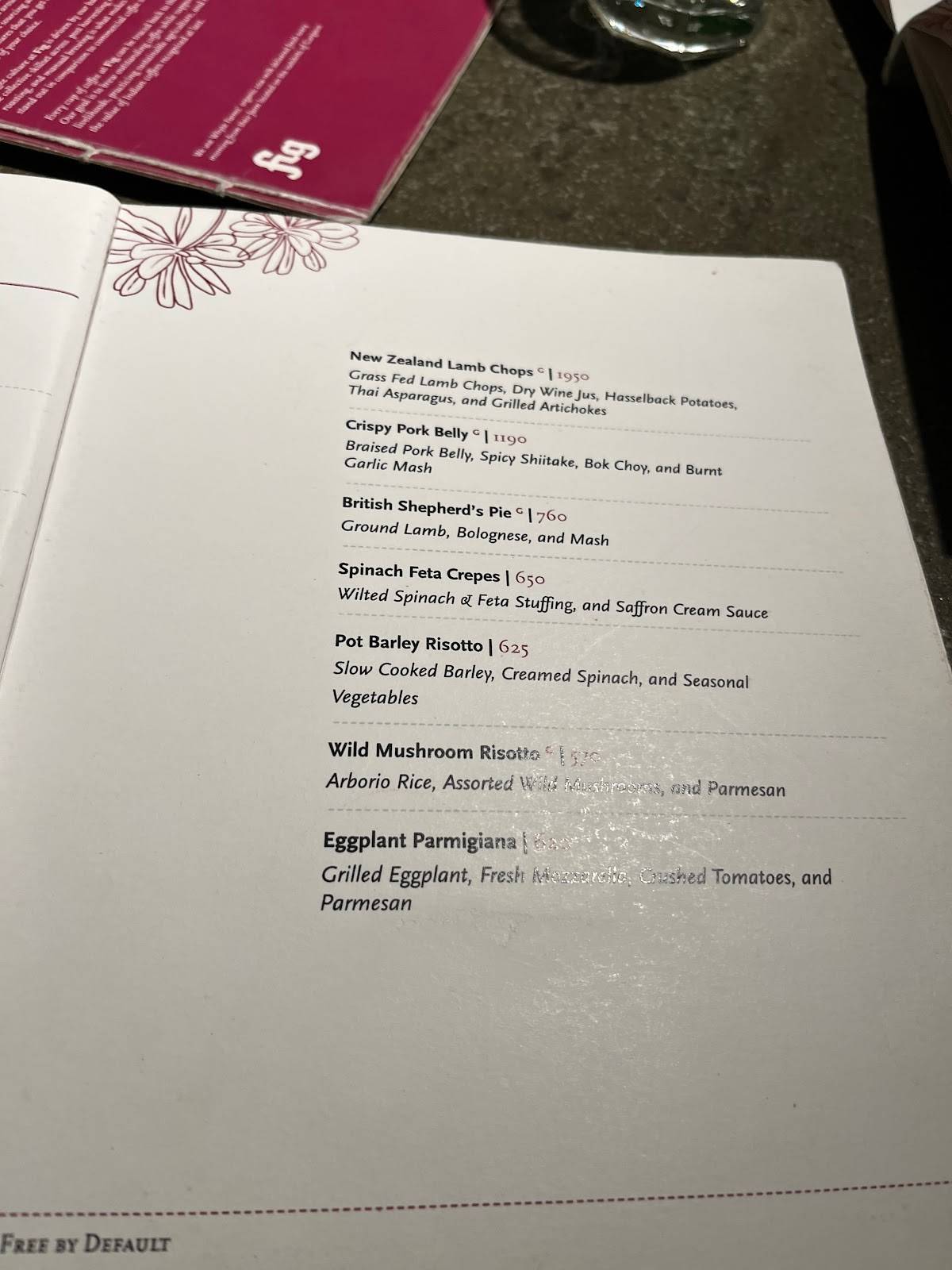 Menu at Fig at Malcha, New Delhi, 3/48, Malcha Marg, Market, Dharam Marg