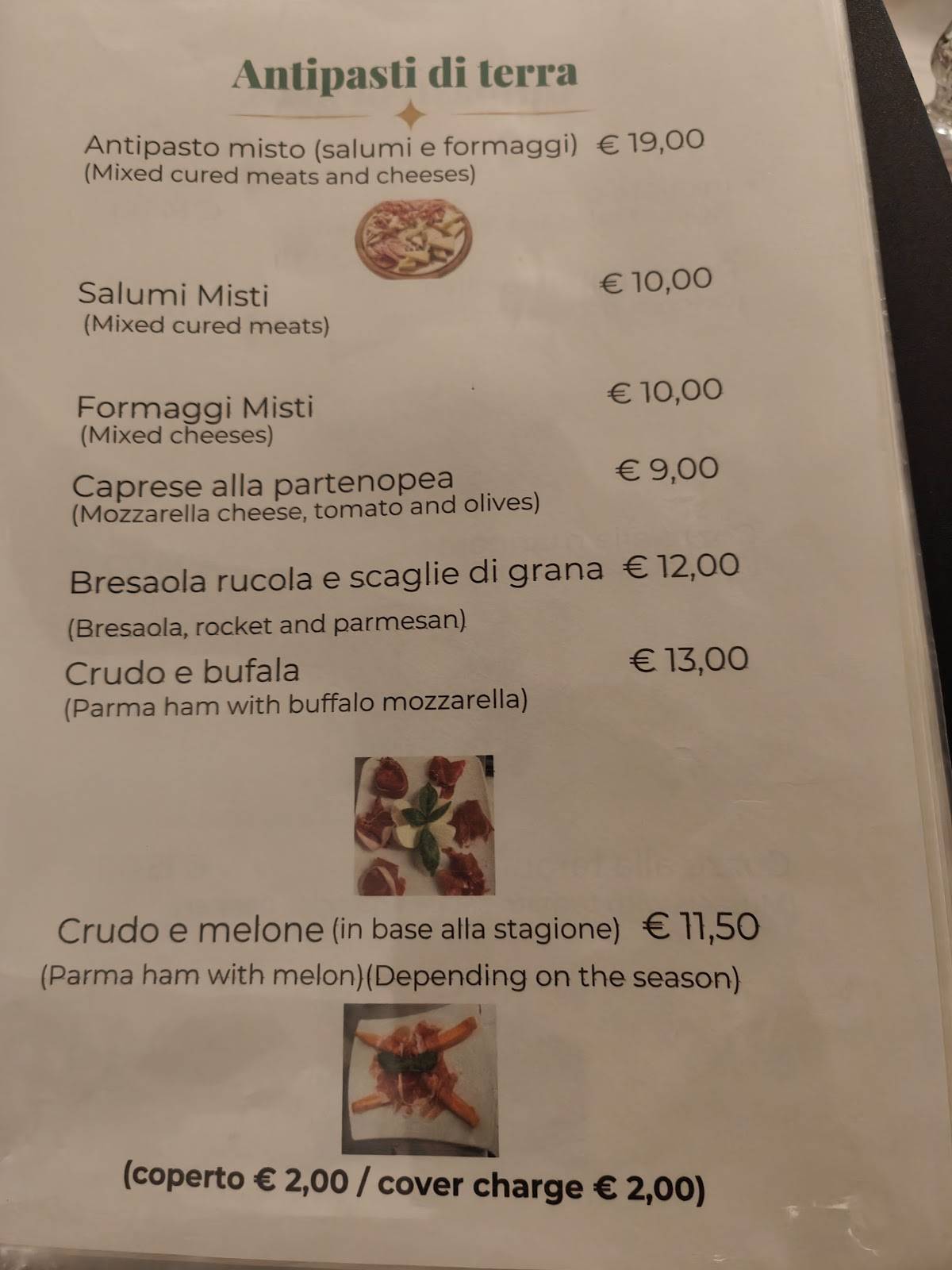 Menu di Fontana Ristorante Pizzeria 