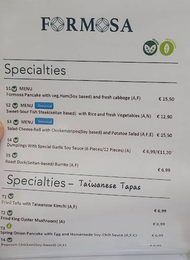 Menu de Formosa Food