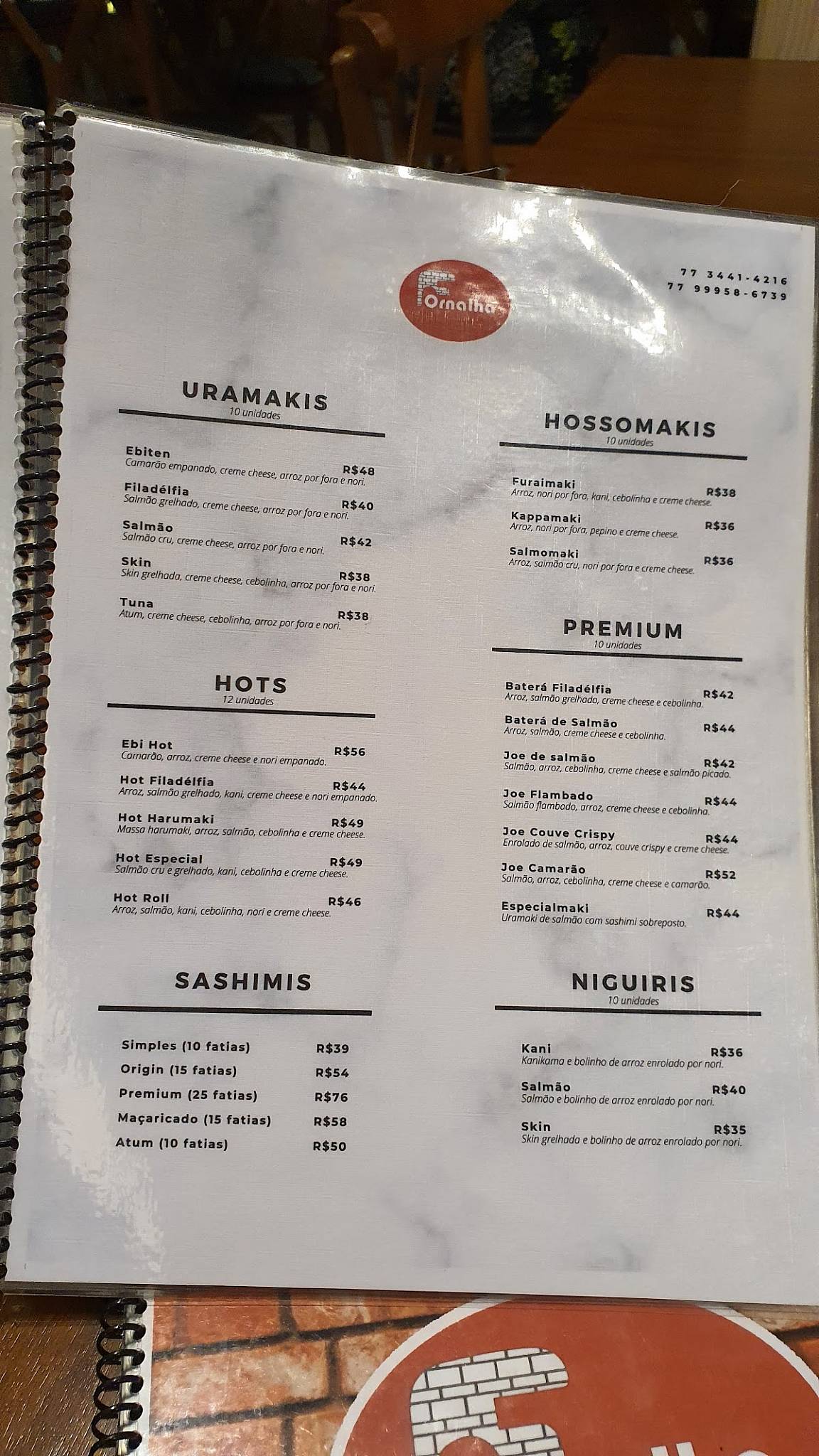 Fornalha cardápio