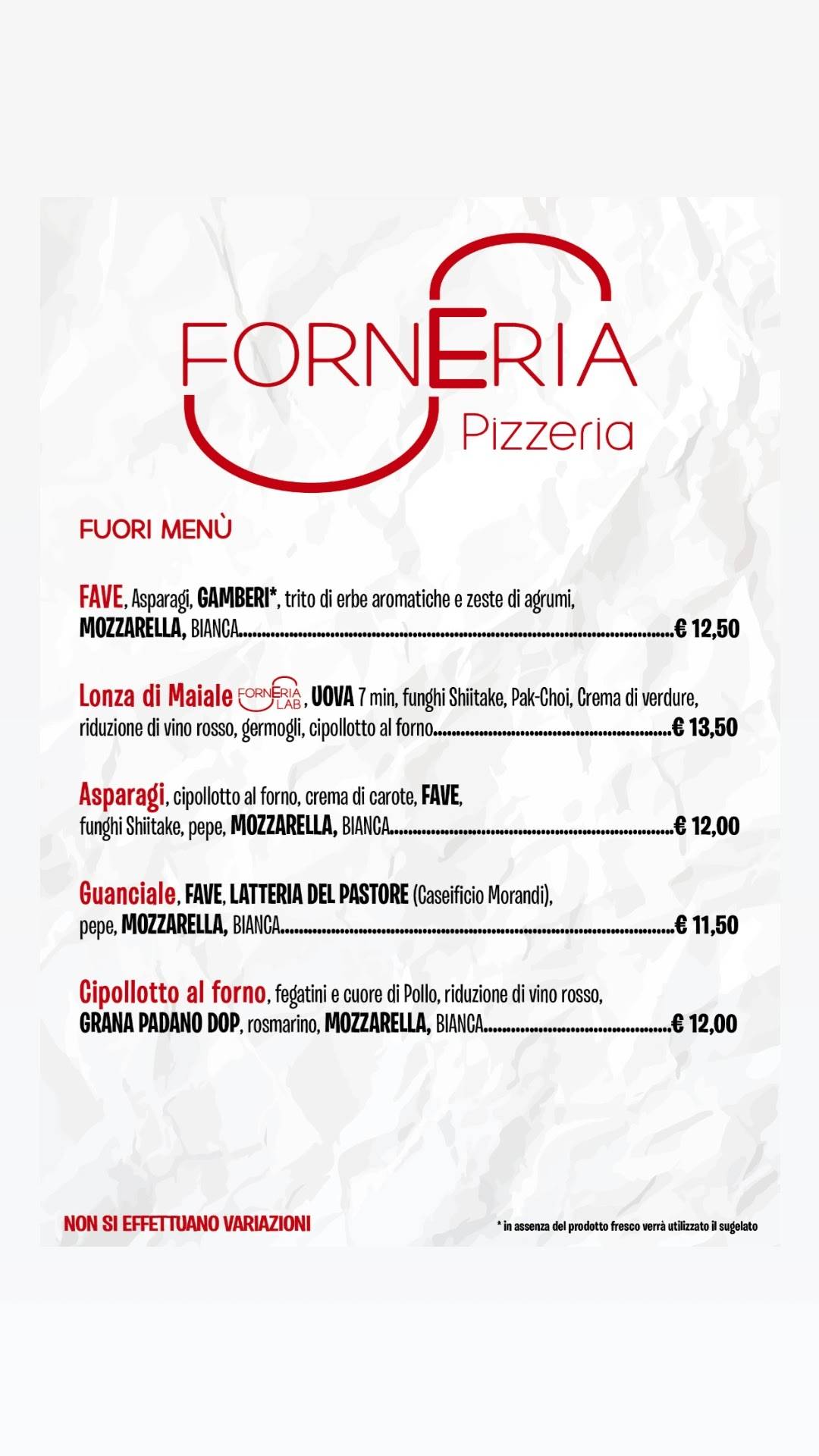 Menu di Forneria 