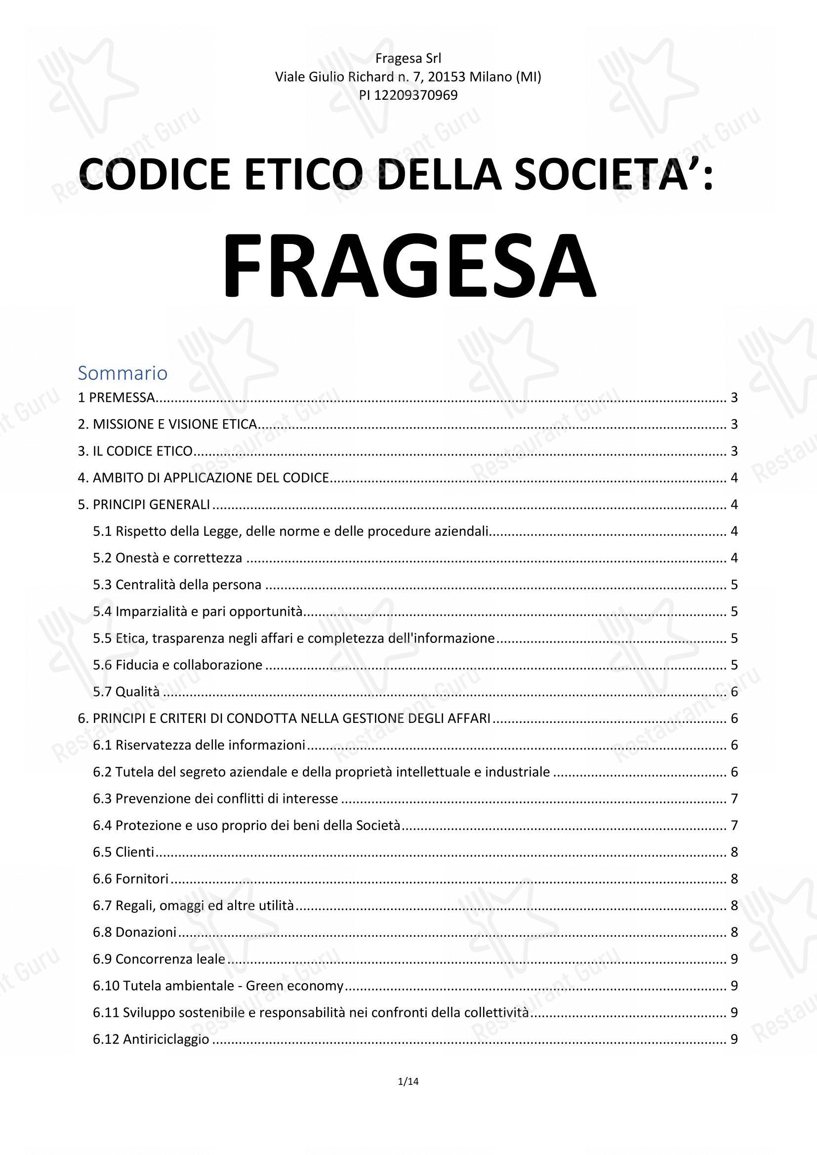 Menu per Pizzeria Frà Diavolo in Roma