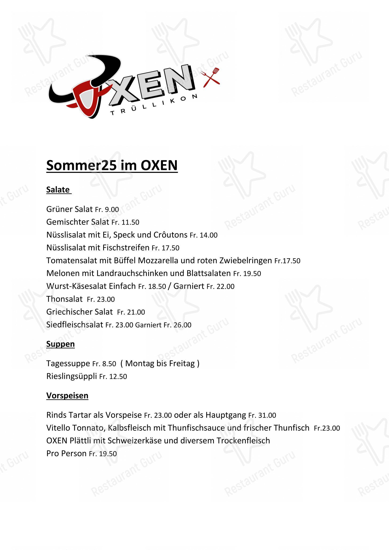 Menu di Frieden und Fisch - Menu